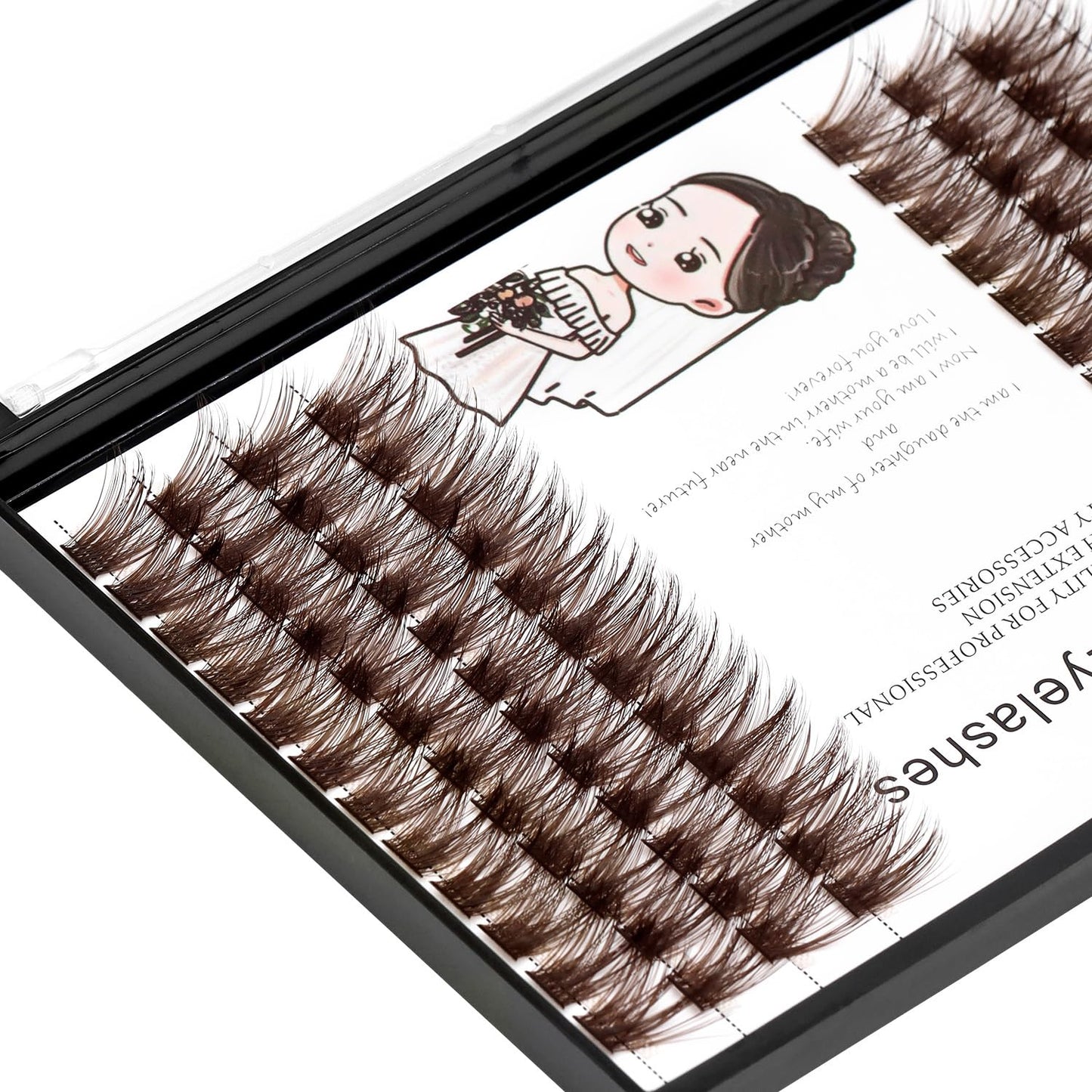 Bodermincer Black/Brown Color Natural Lash Clusters 84pcs Wispy Eyelash Clusters Eyelash Extensions D Curl Individual Lashes Natural Look Lashes with Thin Lash Band (Brown-10mm)