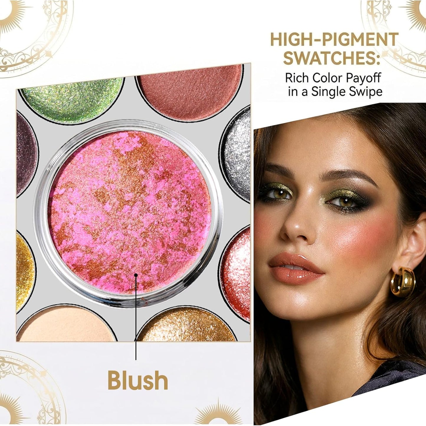 UCANBE Baked Eyeshadow & Blush Palette - High Pigmented Matte & Shimmer Makeup | Compact Design, 01 Medieval Banquet