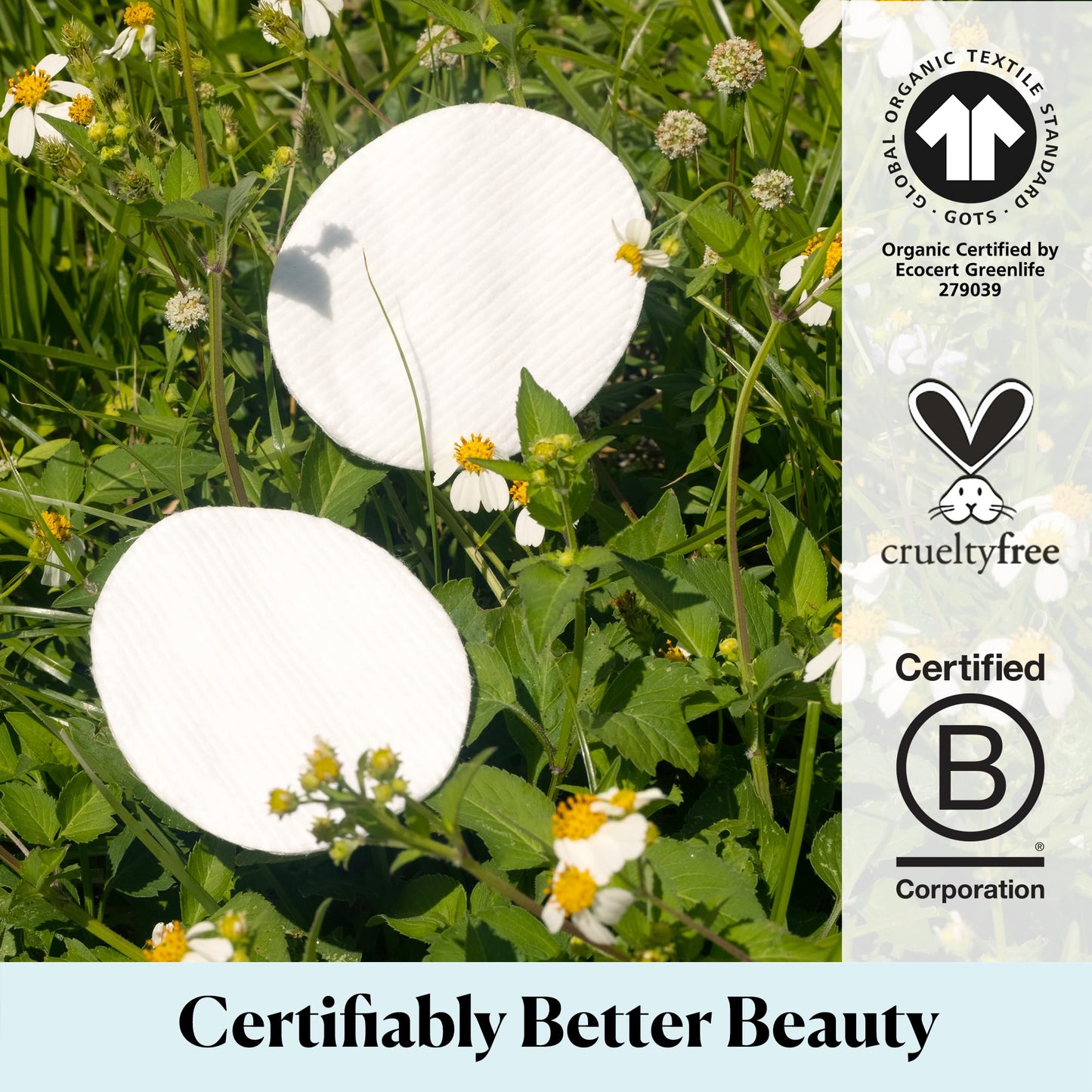 Sky Organics Organic Premium Cotton Large Pads for Makeup Removal, Cleansing, Toner Application, 100% Pure Organic Cotton with GOTS Certified, Dual Textured Design, DIY ebook Included