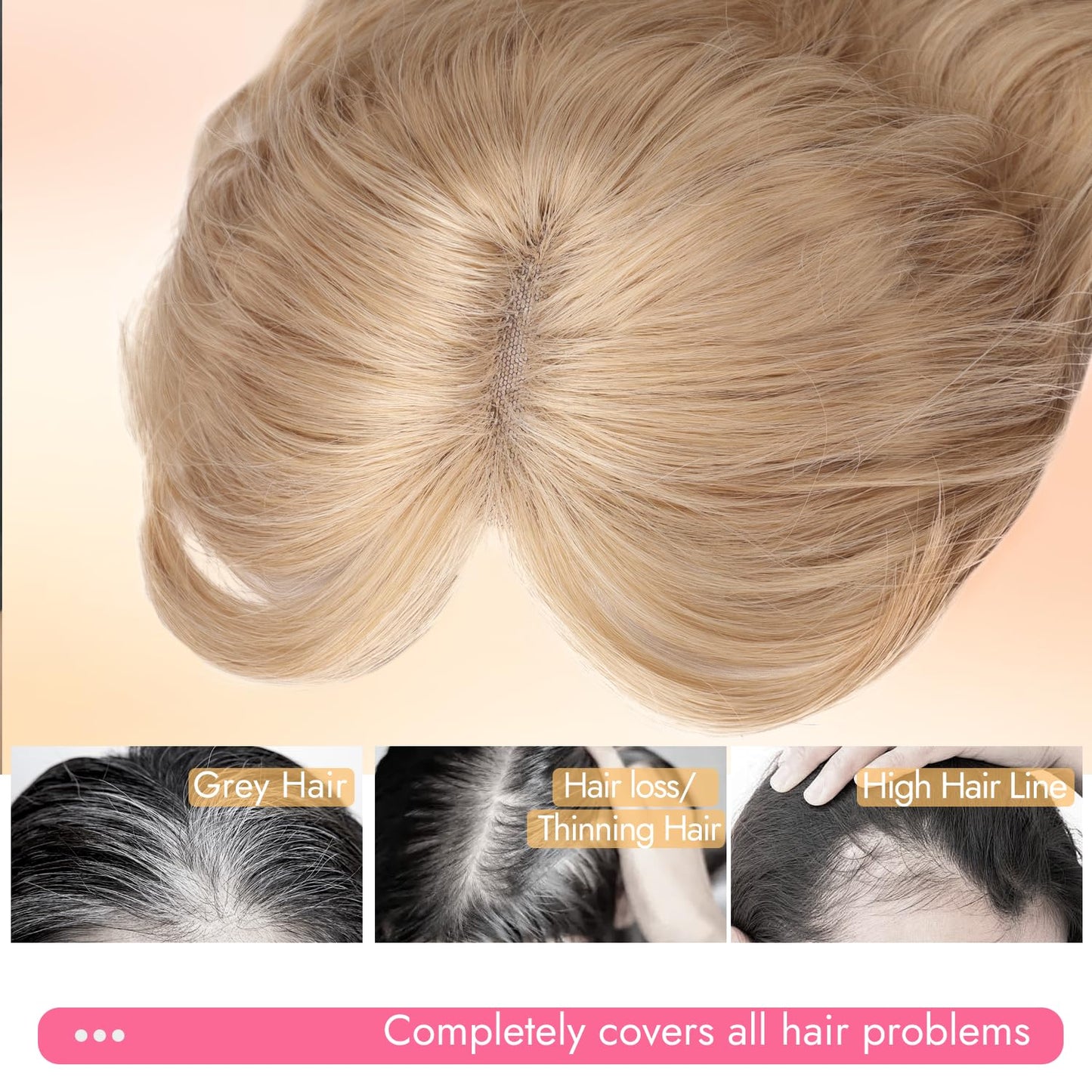 Hair Topper for Women - Clip-In Synthetic Hairpiece for Thinning Hair | 18-Inch Wavy Curly with Bangs