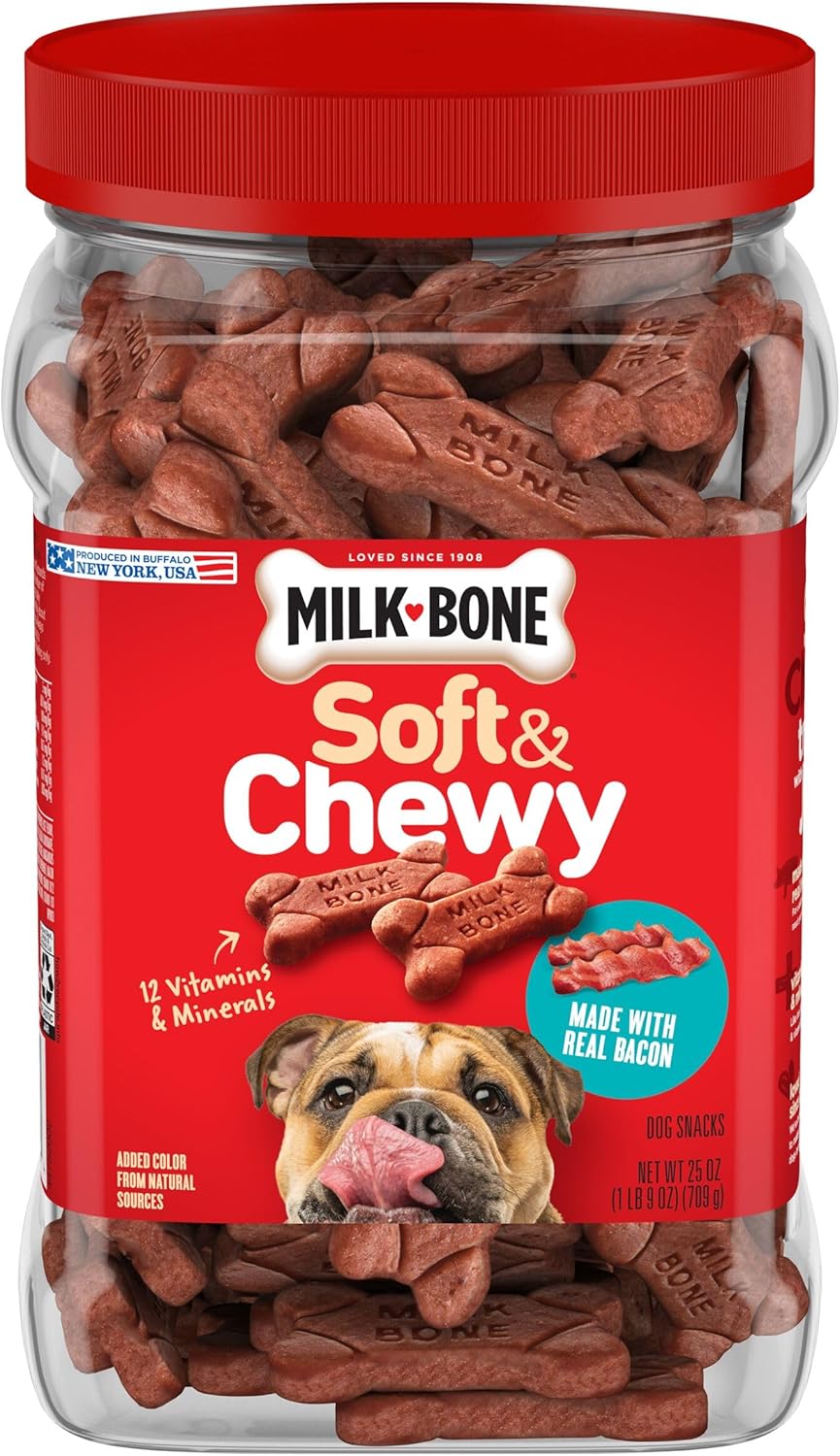 Milk-Bone Soft & Chewy Dog Treats - Real Beef & Filet Mignon Flavor | 25 Ounce Canister