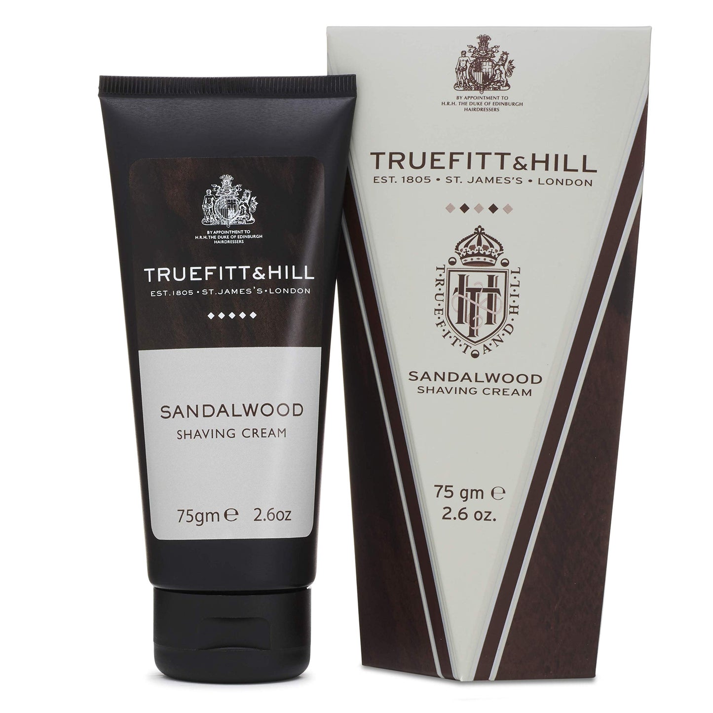 Truefitt & Hill Sandalwood Shaving Cream Tube for Men, Fresh Classic scent, 2.6 oz.