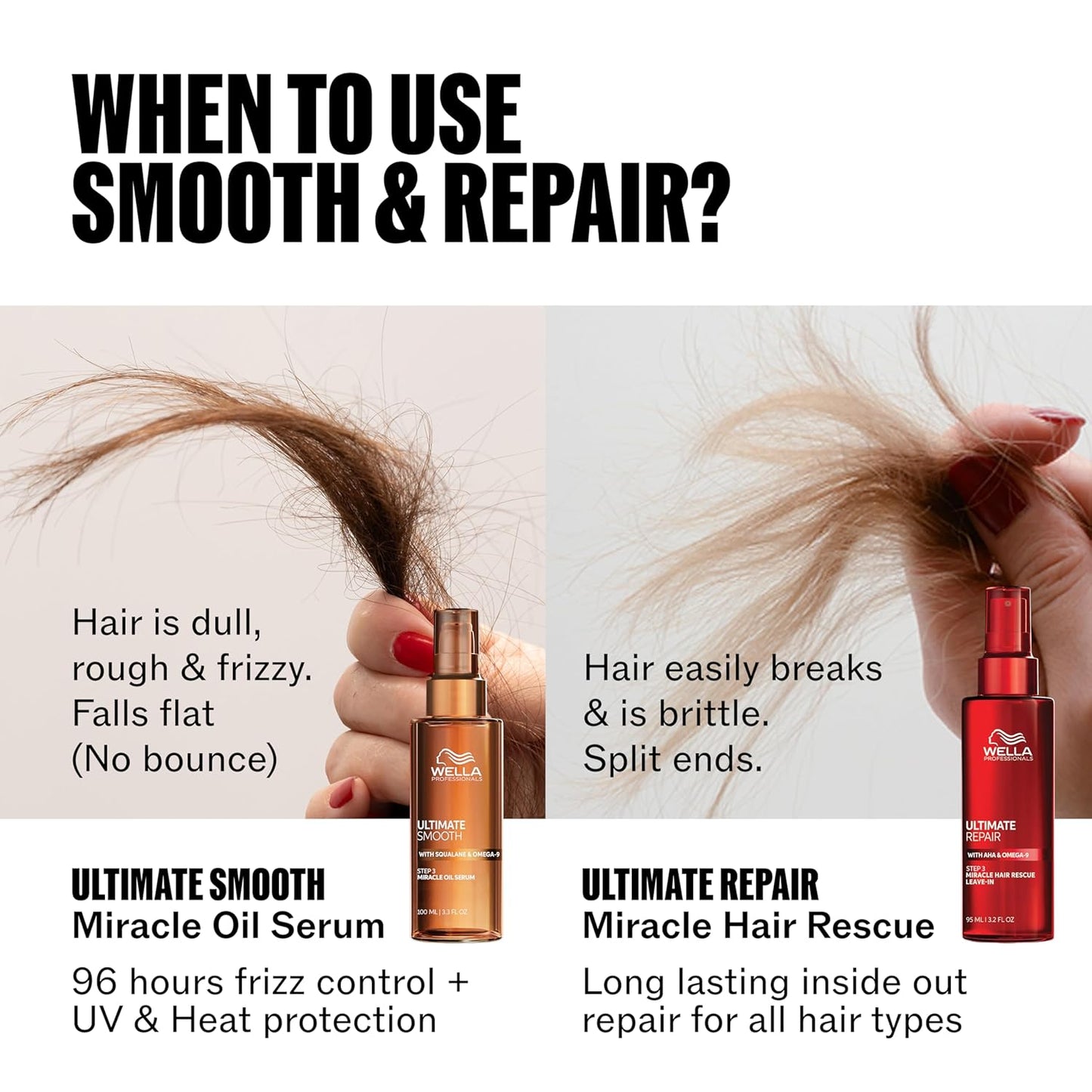 Wella Professionals Ultimate Smooth Miracle Oil Serum - Nourishing Hair Treatment for Dry, Dull & Frizzy Hair | Color Safe, Heat Protectant with Squalane & Omega 9
