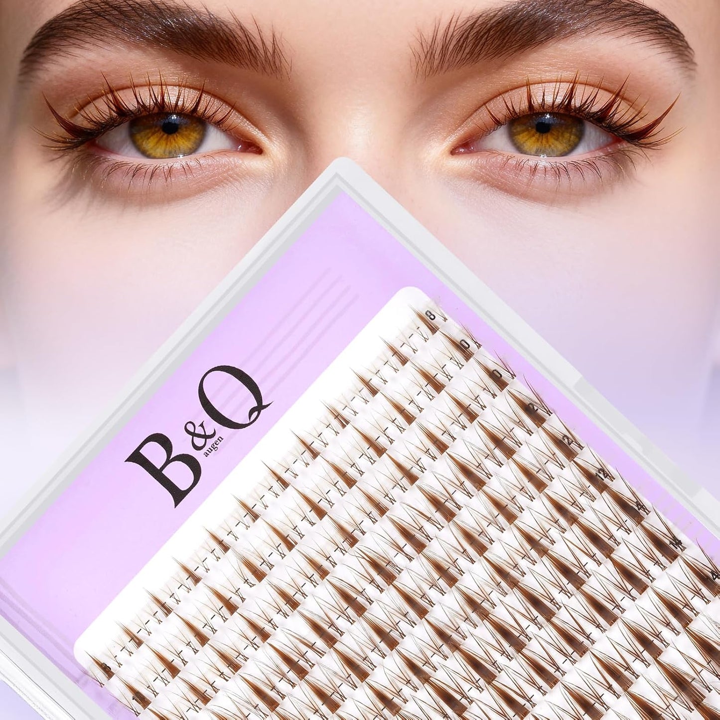 Eyelash Extension Kit - 10-18mm D Curl Lash Clusters with Bottom Lashes | DIY Bond & Seal Applicator