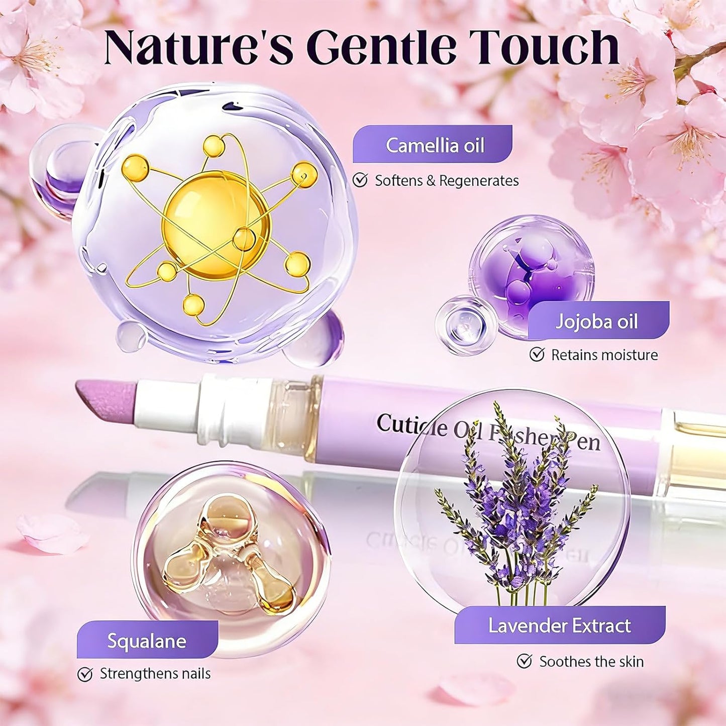 Cuticle Oil Pusher Pen - Moisturizing Ceramic Nail Care Treatment | 2 Pack, No Leak Travel Size