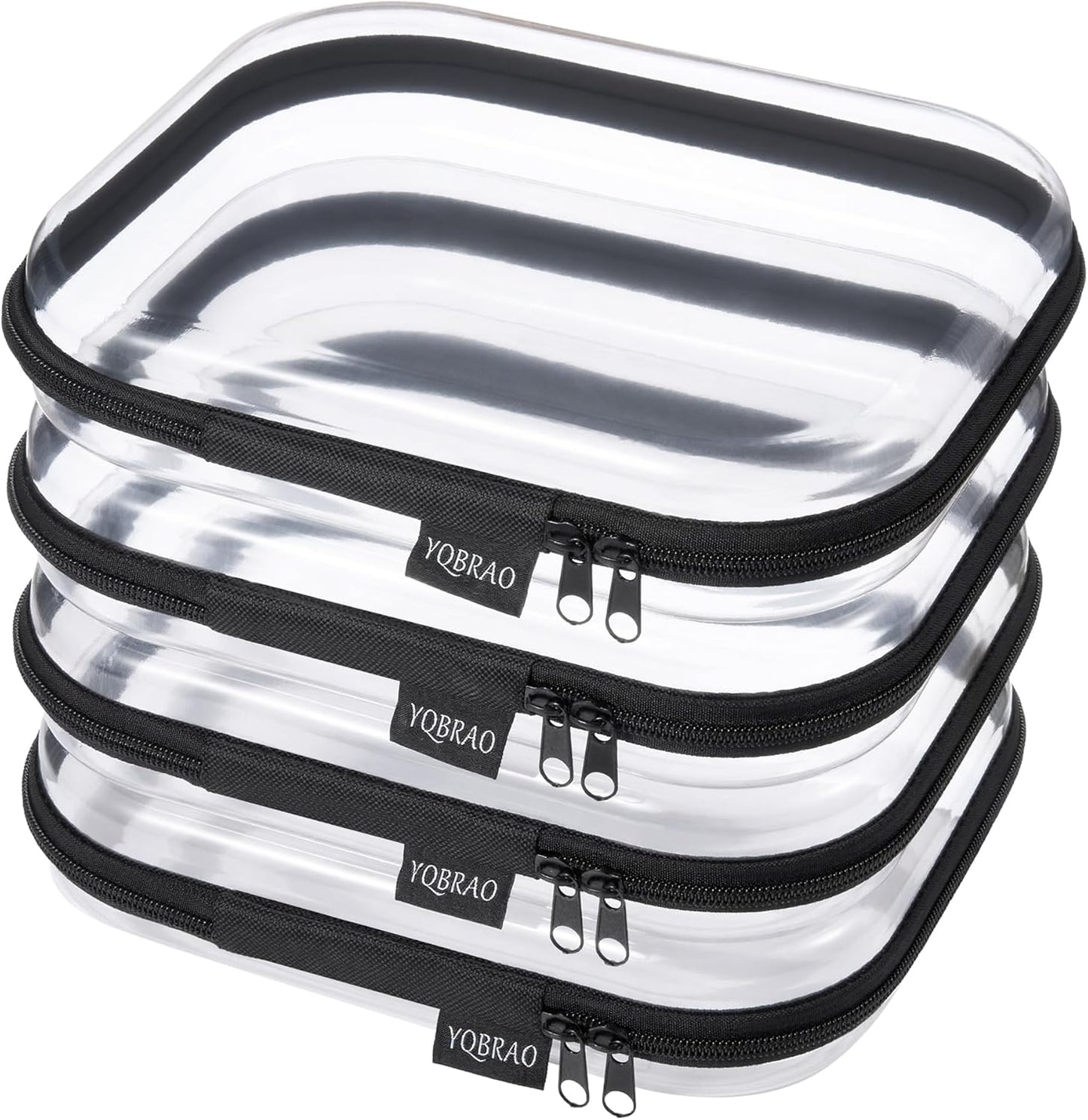 Clear Hard Shell Zipper Case Set - 6 Pack Heavy Duty Crush-Proof Diaper Bag Organizer Pouches | TSA Approved Travel Makeup & Toiletries Bags (2L, 2M, 2S)