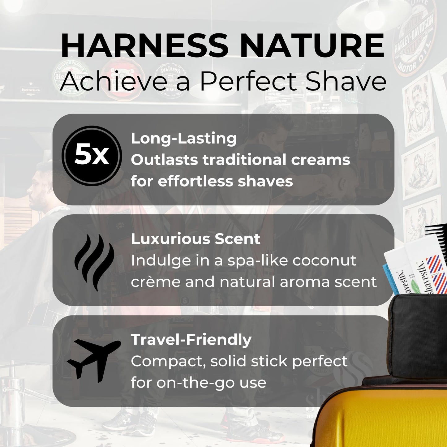 Travel Shaving Cream Stick Set 2 x 0.5 Oz | Coconut Crème - Barber Shop Combo Pack | Razors, Shavers Friendly Mini Hair Removal Cream Bar For Women, Men | Shavestix Shave Stick Travel Size Toiletries