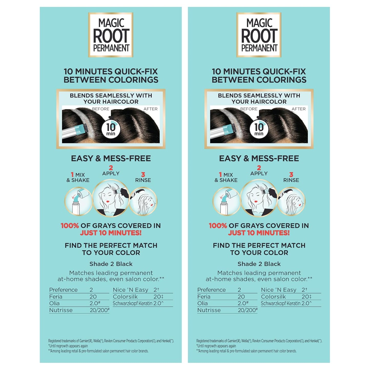 L'Oreal Paris Magic Root Hair Color Kit - 100% Gray Coverage in 10 Minutes | 2 Black Shades (2 Count)