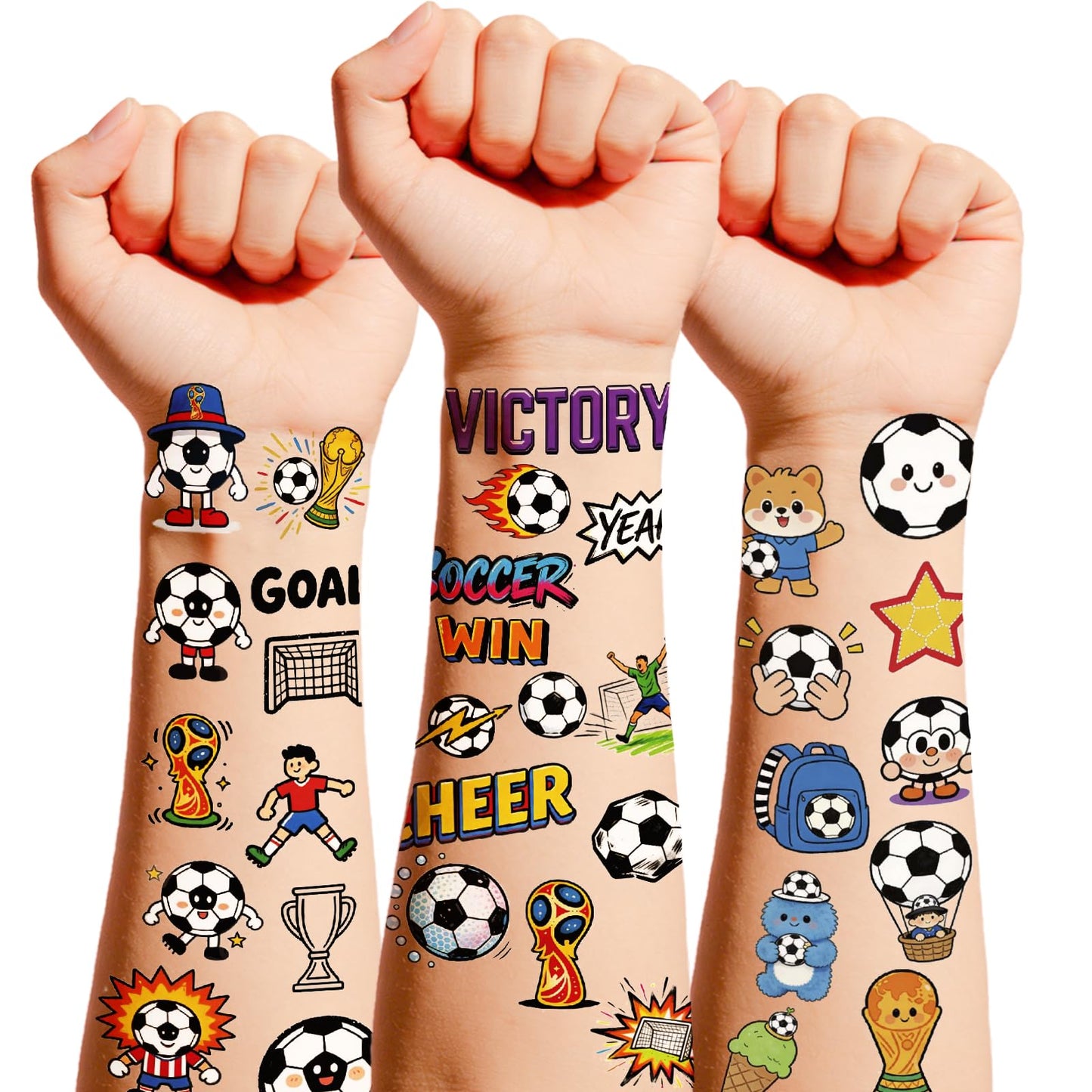 189 Pcs Soccer Temporary Tattoos, Sport Themed Fake Tattoos Stickers
