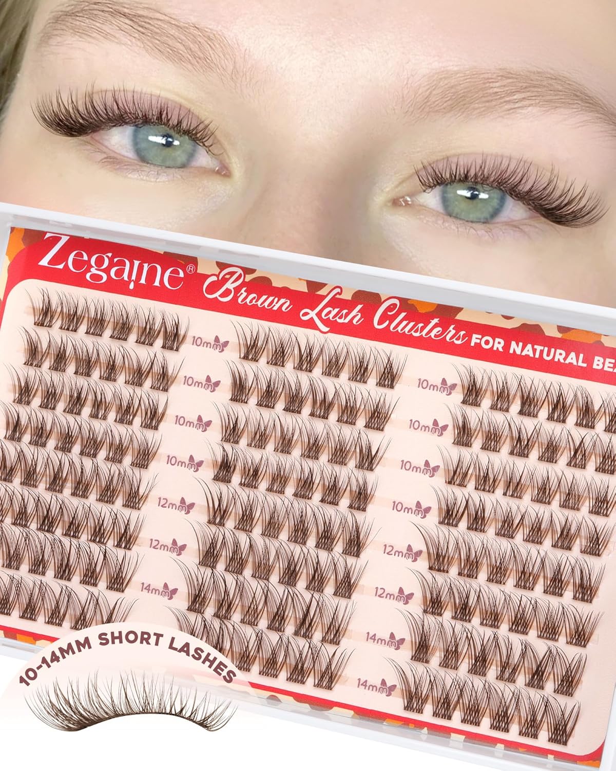 Natural Eyelash Clusters - 10-12-14MM Wispy Extensions | Clear Band, 144 Pcs for No Makeup Look