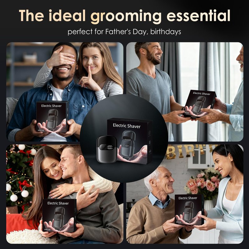 Electric Razor for Men, Foil Shaver and Beard Trimmer for Dry and Wet,Battery LED Display USB-C Fast Charge, IPX7 Waterproof Portable Travel Shaver
