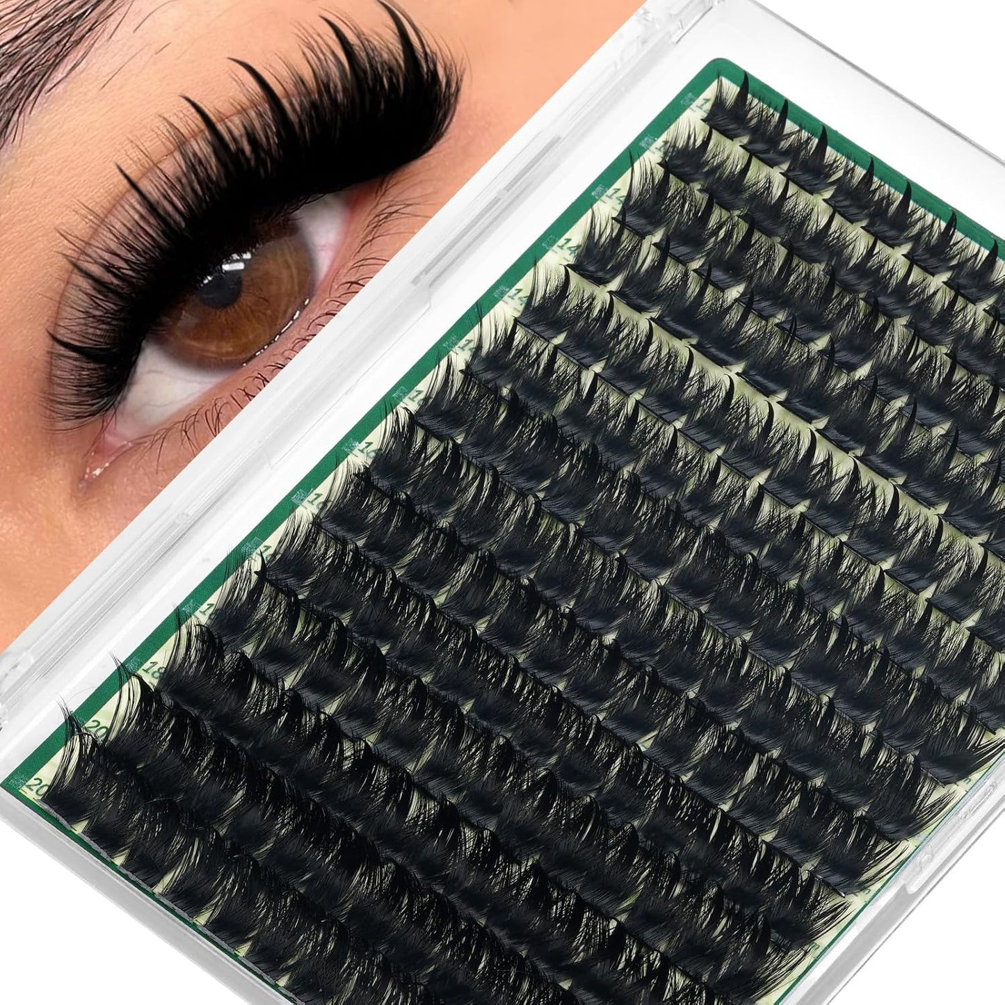 Manga Lash Clusters Kit - 200D Wet Look Anime Lashes | 12-20mm Wispy Fluffy Individual Lashes for Cosplay & Daily Makeup
