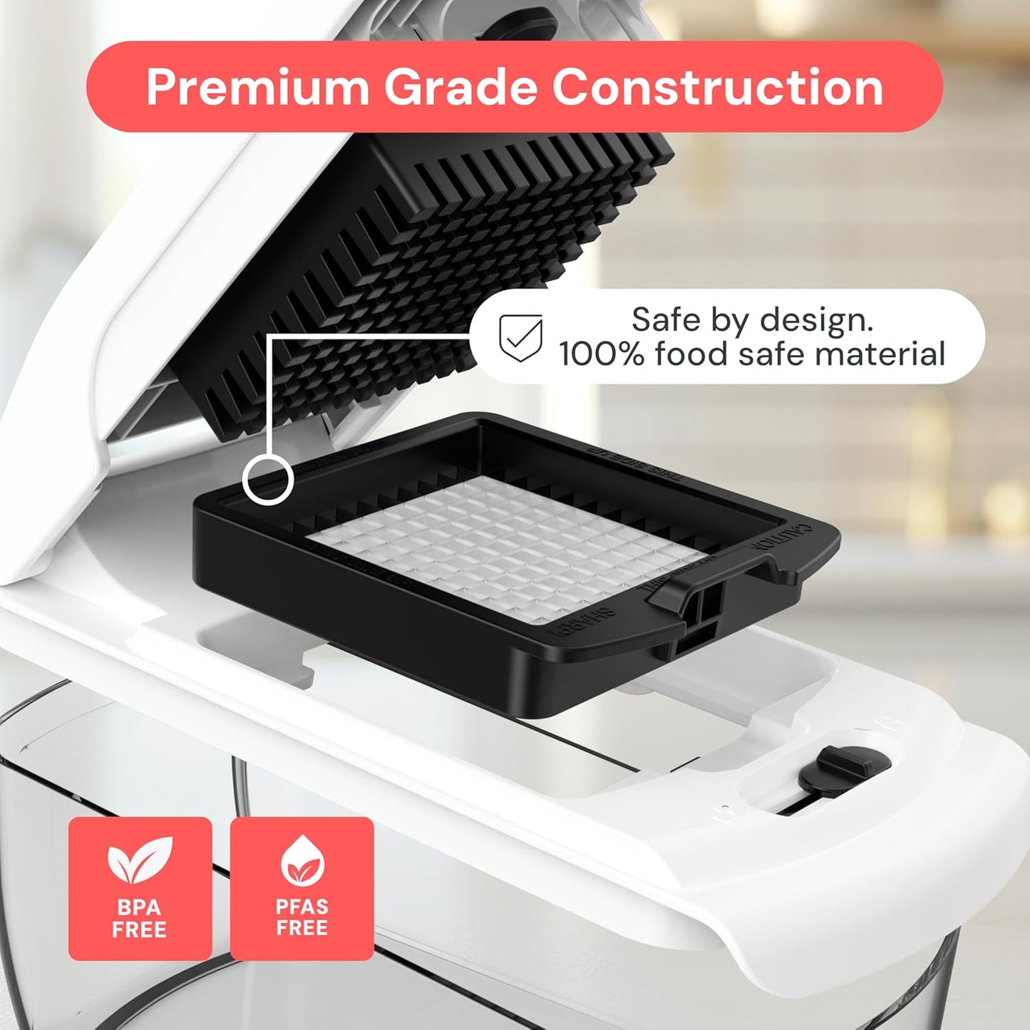 Pro Vegetable Chopper & Spiralizer - 4-in-1 Food Chopper with Container | Kitchen Gadget in White