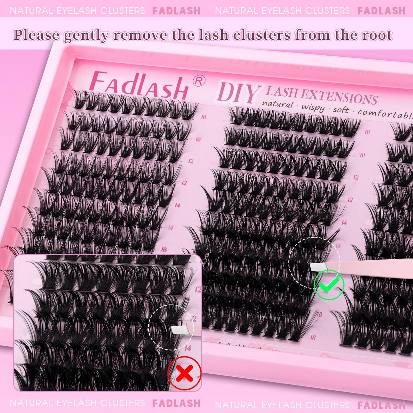 Eyelash Clusters Fluffy Lash Clusters 30D+40D+50D with Soft Thin Band D Curl DIY Cluster Eyelash Extensions 10-18mm Natural Wispy Individual Lashes for Beginners at Home by FADLASH (30D+40D+50D)