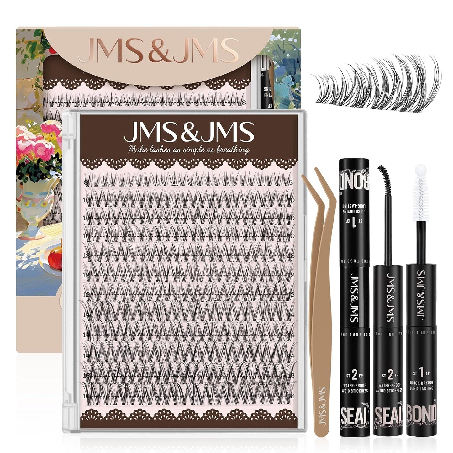 Fairy Lash Clusters Kit - Natural Invisible Band Manga Lashes | Eyelash Applicator & Bond for Beginners (Fairy-8-18mix)