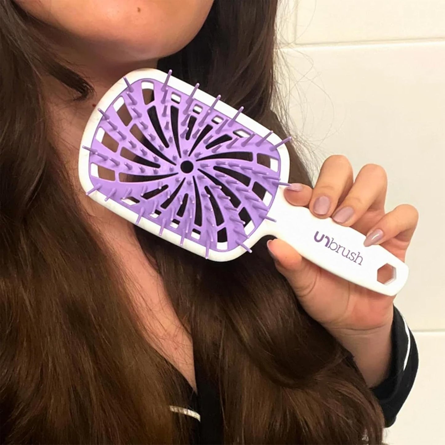 FHI Heat Curly Hair Brush - Gentle Detangling for Wet or Dry Fragile Hair | 84 UltraFlex Bristles, Vented Design