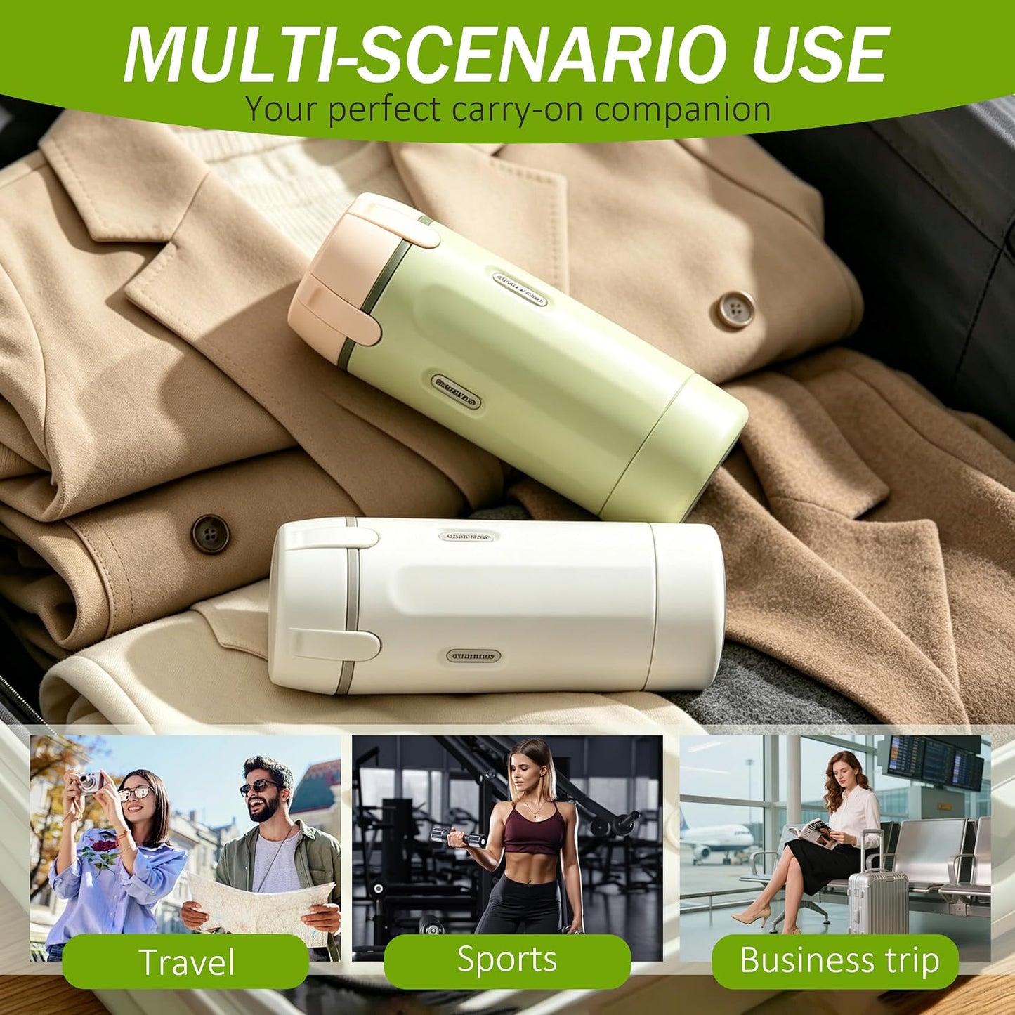 Travel Dispenser Bottle - 4 in 1 Leakproof TSA Approved Hard-Shell | Rotatable Cosmetic & Shampoo Container (Green)
