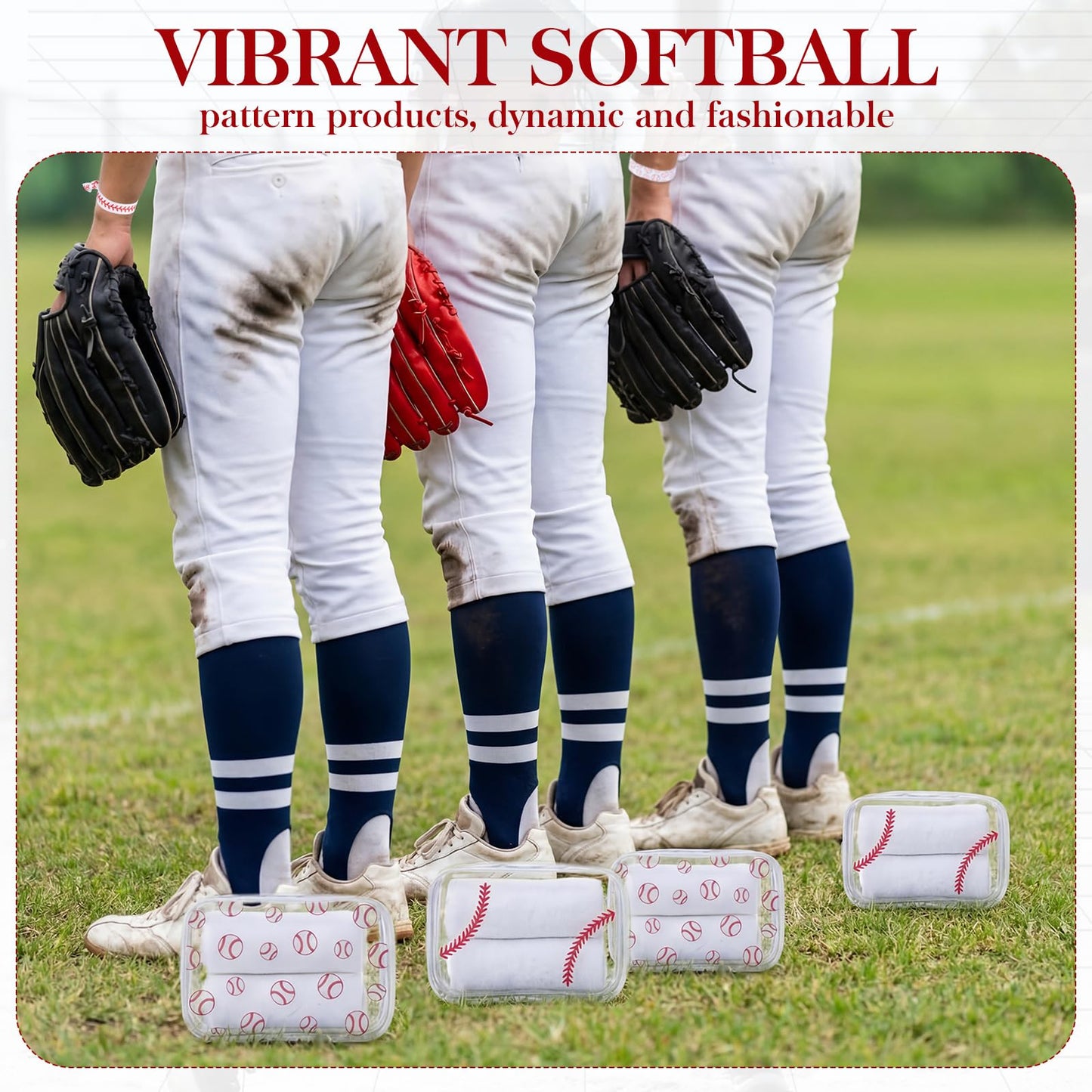 Zeyune 60 Pcs Baseball Party Favors Set - Cosmetic Bags, Keychains, Charm Bracelets, Hair Ties, Scrunchies for Baseball Party Decorations Supplies
