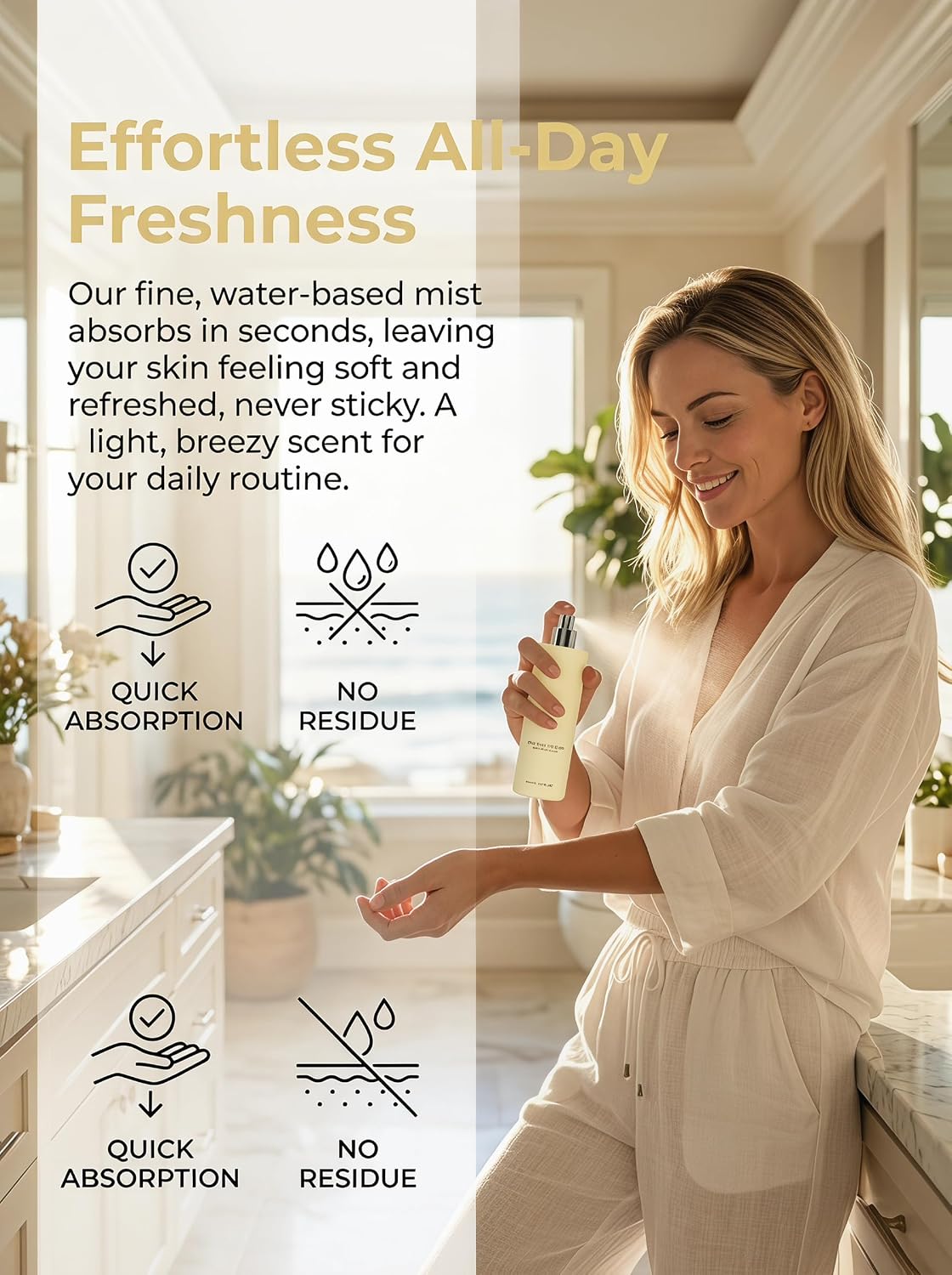 Beach Fragrance Spray - Natural Vanilla & Ocean Scent | Portable Non-Sticky Mist for Hair & Body (1)