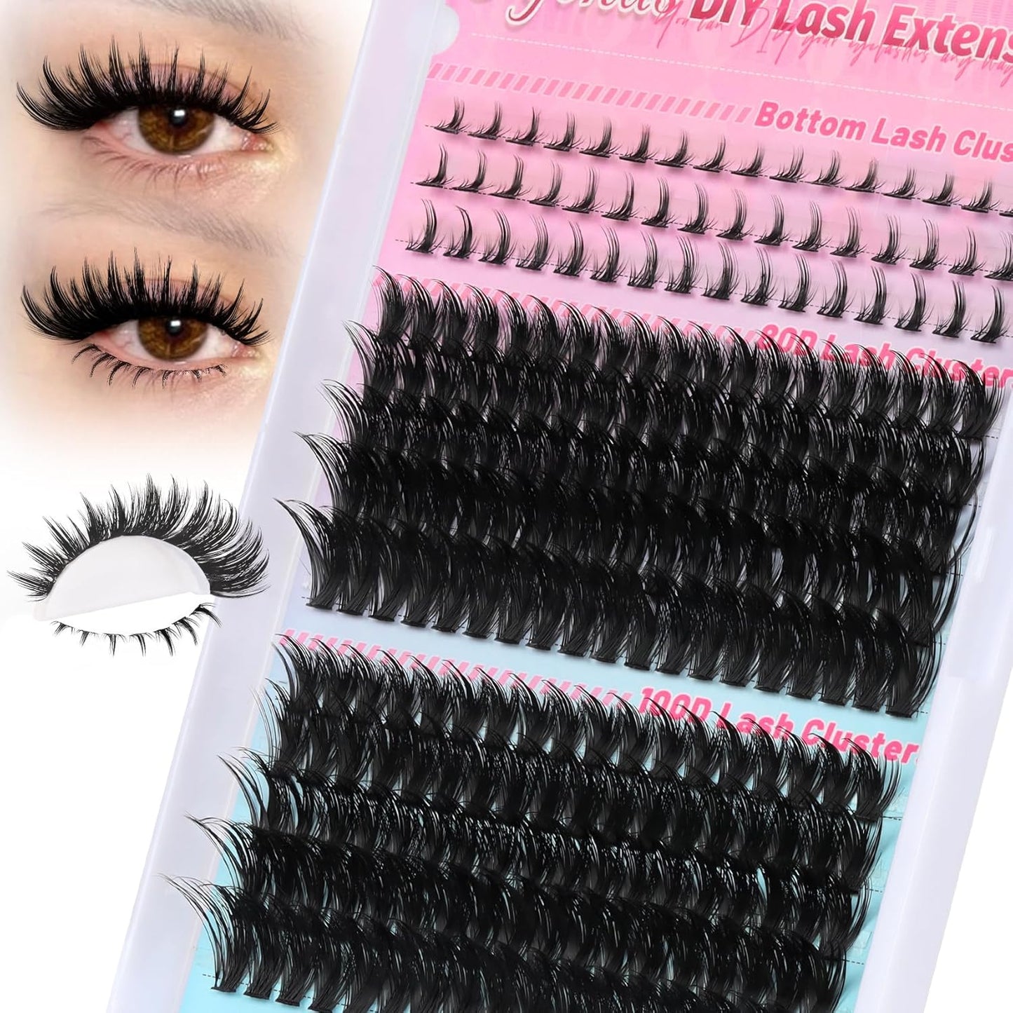 Manga Lash Clusters Kit - Spiky Anime Eyelash Extensions 270 Pcs | D Curl, 10-16mm, Fluffy & Natural Look