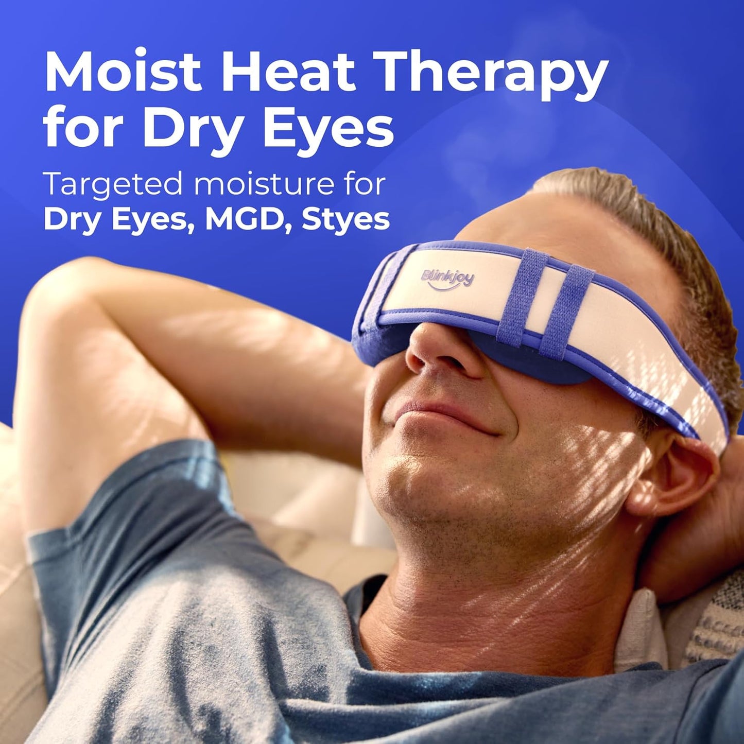 Moist Heated Eye Mask for Dry Eyes - Microwavable Warm Compress with Adjustable Strap | Reusable for Blepharitis & Stye Relief