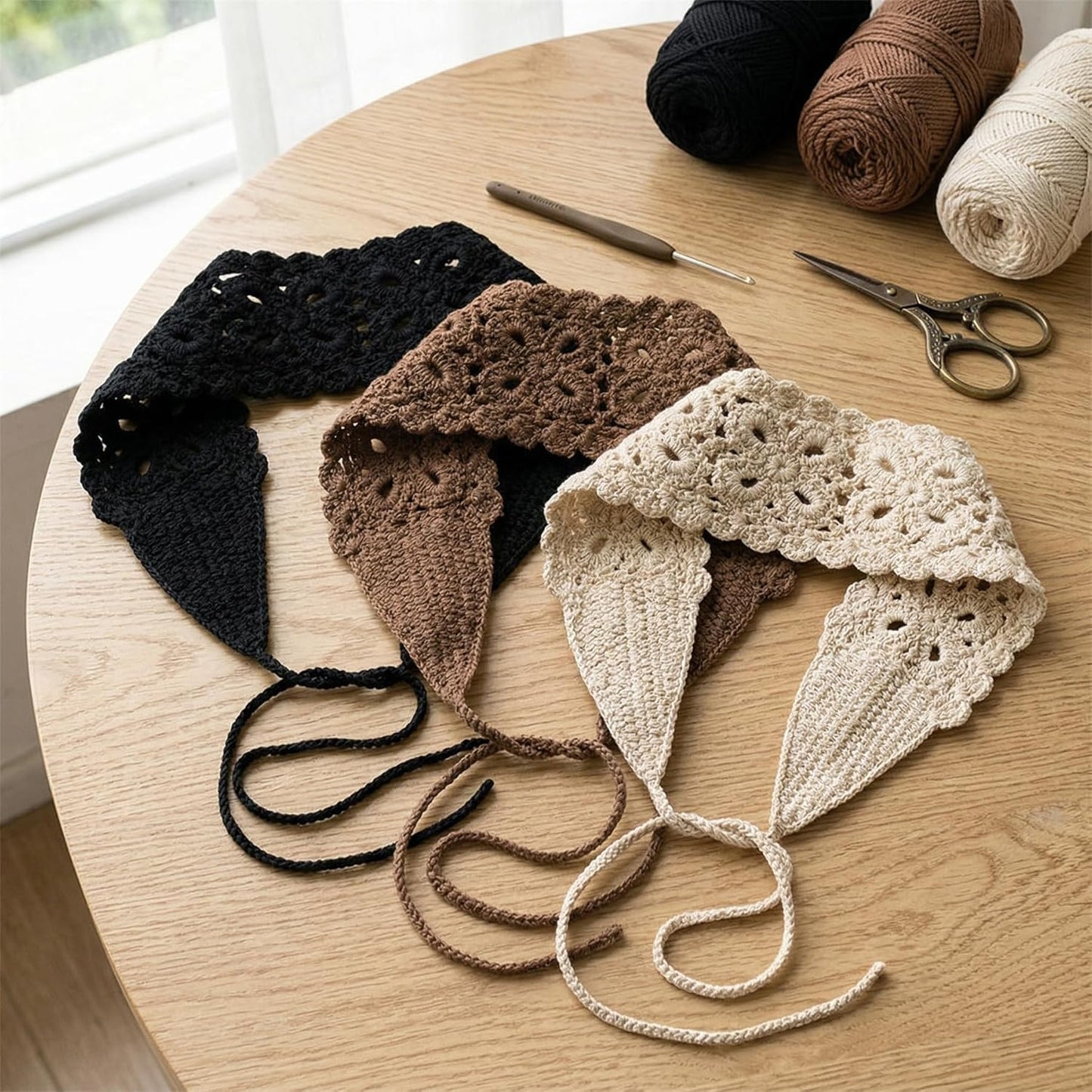 Boho Headbands for Women - 3 Pack Crochet Knit Hair Scarves | Stylish Hair Accessories