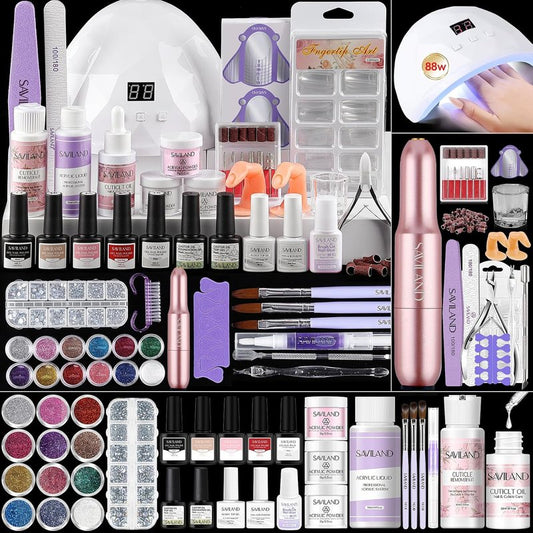 Acrylic Nail Kit - All-In-One Set with 88W Nail Lamp & Gel Polish | DIY Home Starter
