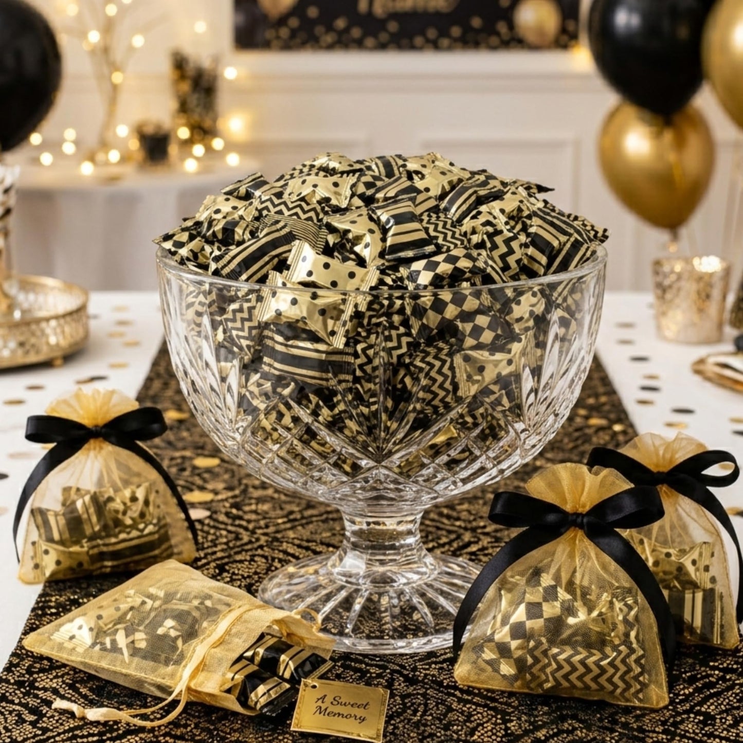 220pk Gold and Black Buttermints Individually Wrapped Bulk – Wedding Mints, Thank You Candy, Party Favors, Graduation, Retirement, New Years, Candy Buffet, Prom and Anniversary