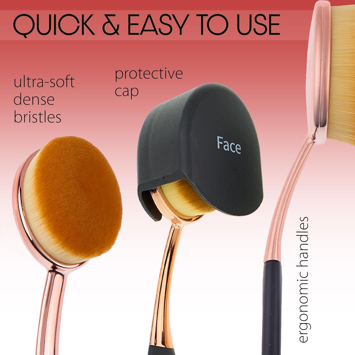 Multipurpose Oval Makeup Brush Set - Premium Face & Body Brushes for Seamless Application | Includes Silicone Brush Cleaner