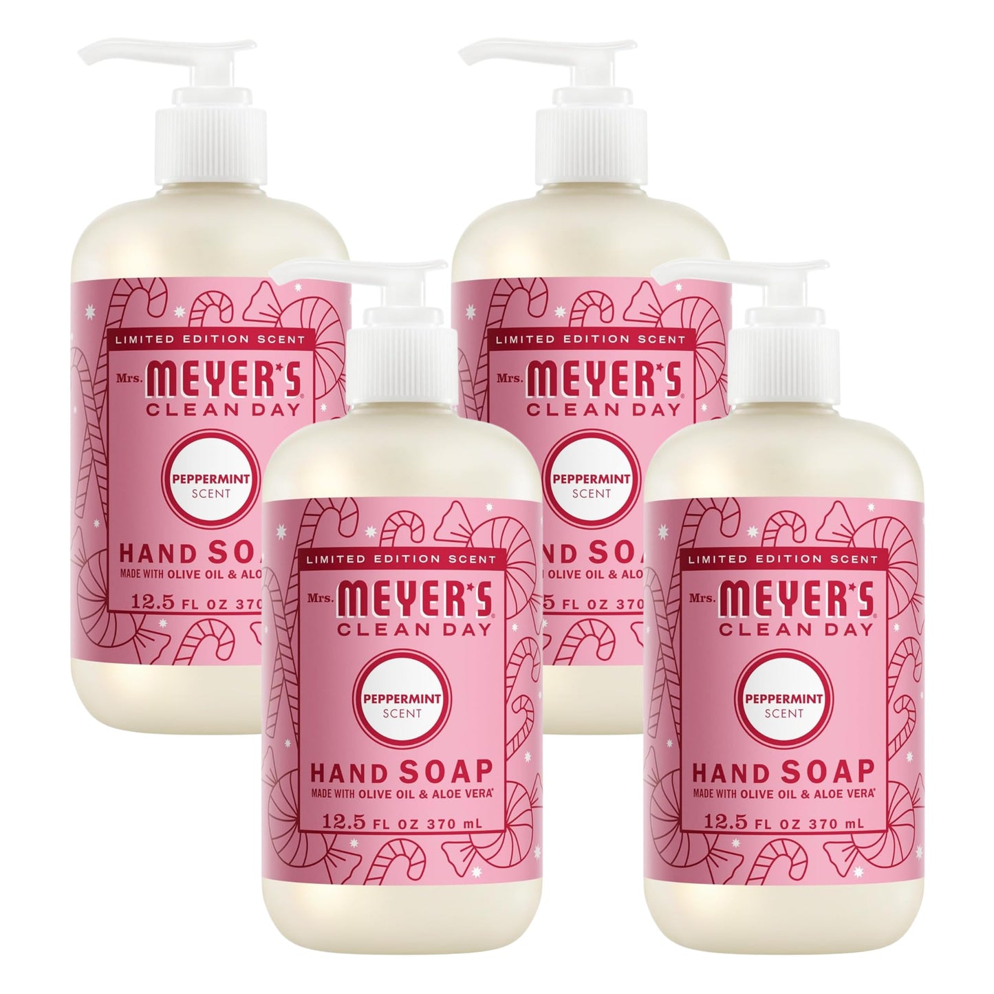 Mrs. MEYER'S CLEAN DAY Peppermint Liquid Hand Soap Peppermint, 12.5 Fl Oz (Pack of 4)