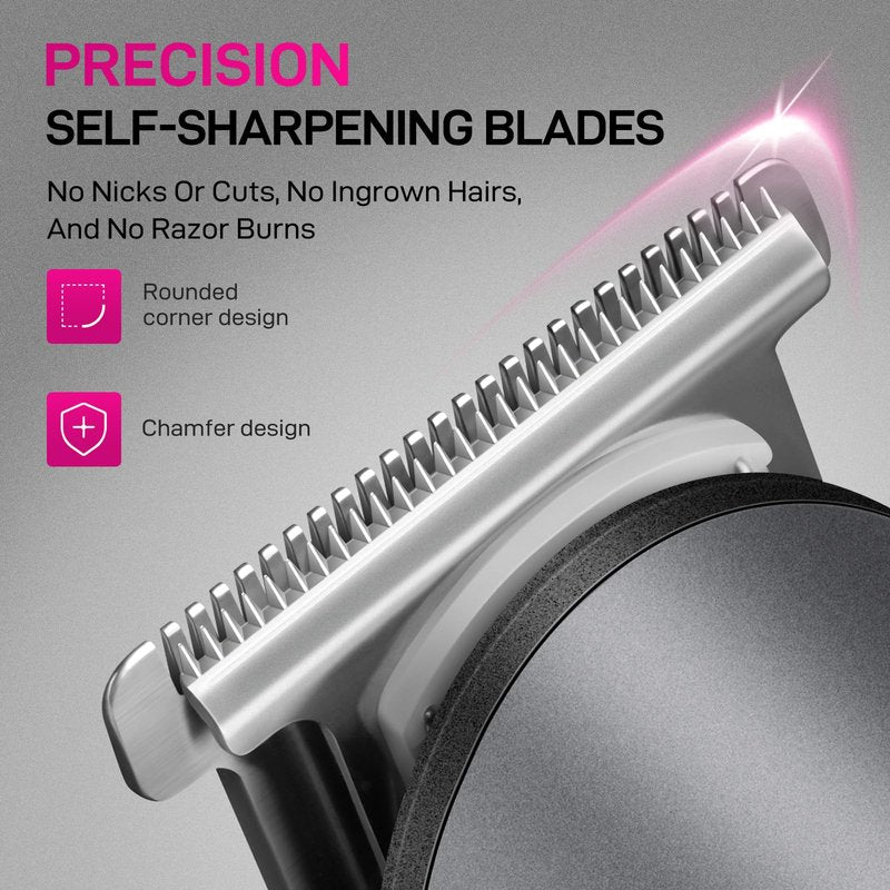 PRITECH Hair Trimmer for Women, Waterproof Bikini Trimmer for Women for Wet & Dry Use, Rechargeable Pubic Hair Trimmer Women, Women Electric Razor&Shaver with Standing Recharge Dock