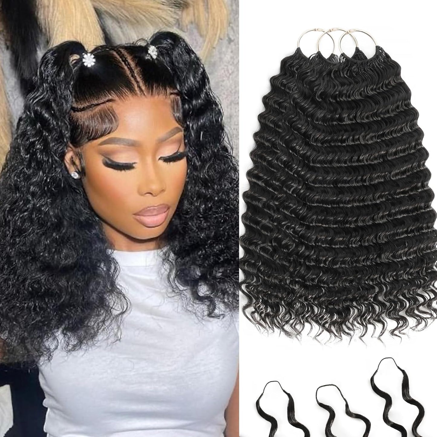 Feather Crochet Hair Extensions - 12 Inch 120g Invisible Miracle Knots for Black Women | Jerry Curly Pre-Separated Natural Black