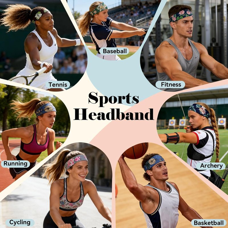 Floral Boho Headbands for Women - 6 Pack Elastic Non-Slip Hairbands | Comfortable Workout & Spa Accessories