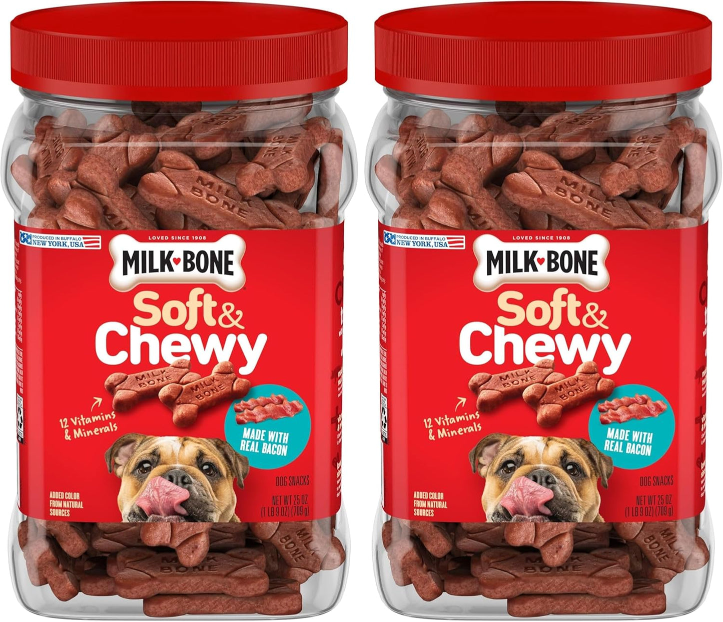 Milk-Bone Soft & Chewy Dog Treats - Real Beef & Filet Mignon Flavor | 25 Ounce Canister