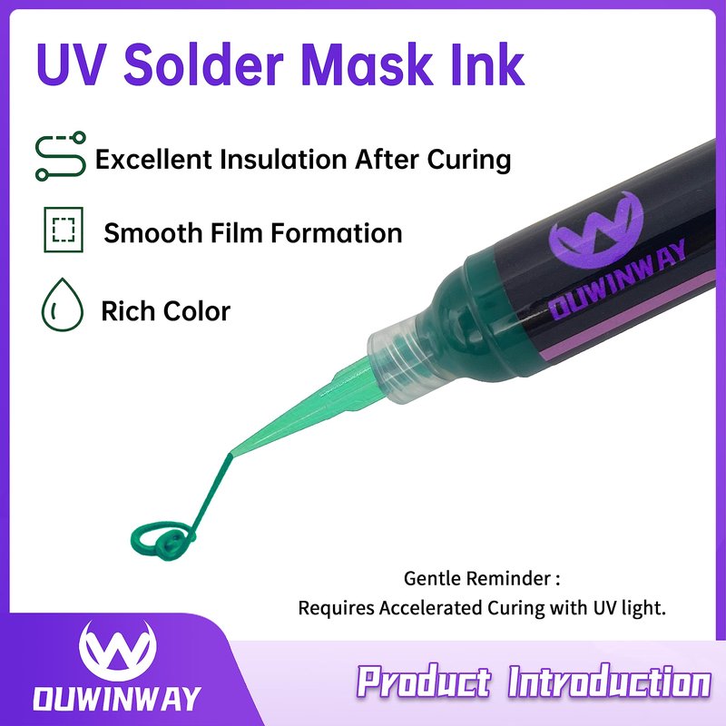 Ouwinway 1-pack UV Curing Green Solder Mask, UV Curing Solder Mask Ink,UV Solder Mask Ink, BGA PCB Solder Resist Ink with Arcing Prevention, Prevent Corrosive Arcing