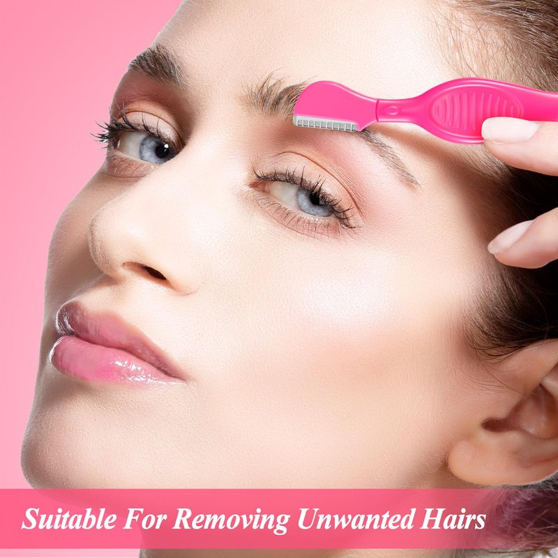 Mudder 21 Pcs Eyebrow Razor Eyebrow Shaver Facial Razor Multipurpose Face Trimmers with Precision Cover for Women Makeup Care Tools(Rose Red)