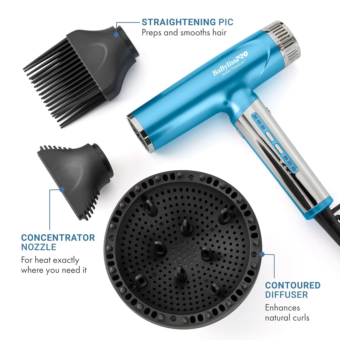 BaBylissPRO Hair Dryer - Nano Titanium Ionic Dual-Voltage | Lightweight & Compact Design