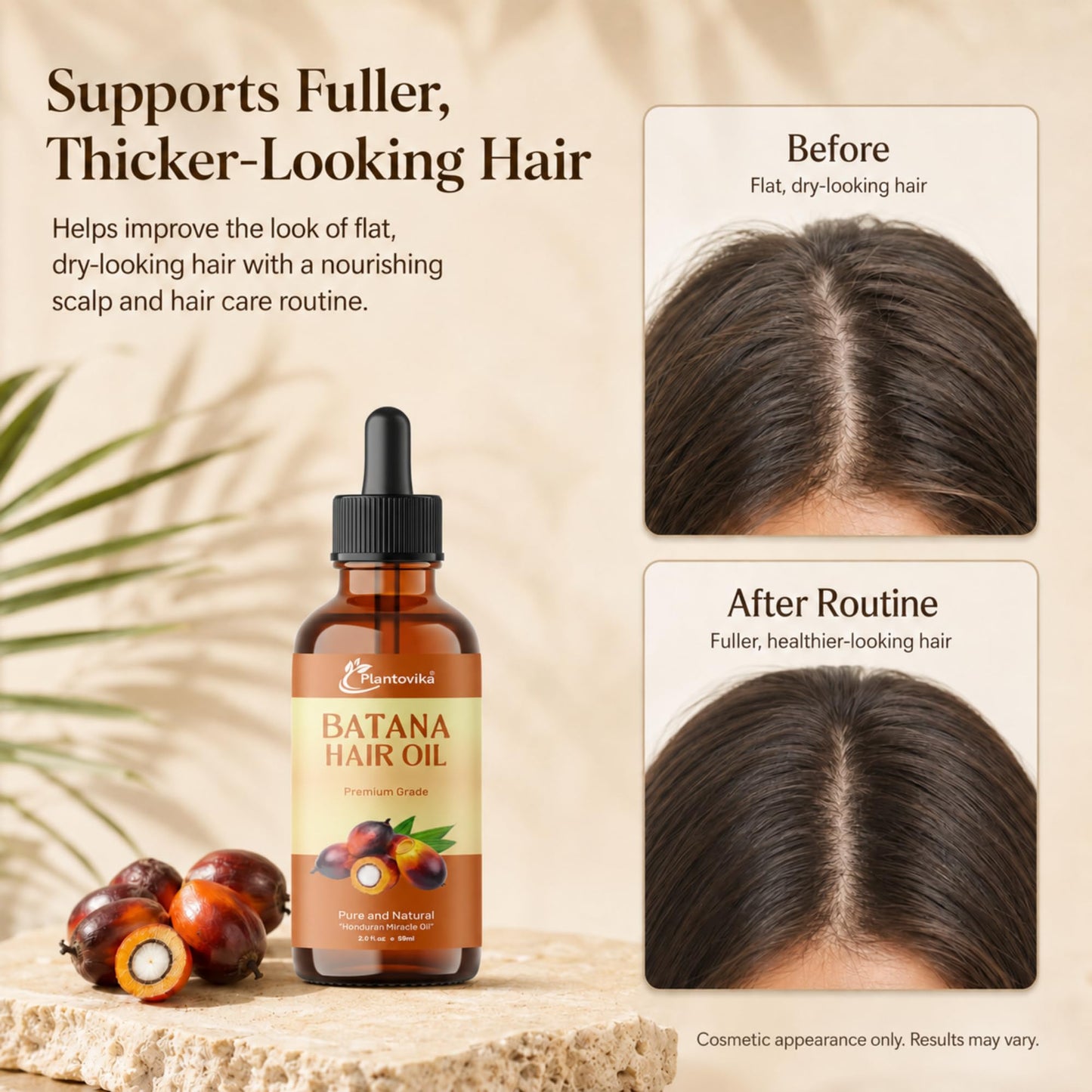 Plantovika Batana Oil for Hair Growth, 100% Pure Honduran Cold-Pressed Raw Unrefined Hair Mask & Scalp Treatment, Dr. Sebi Inspired for Damaged Hair, Men & Women, All Hair Types, 2 fl oz