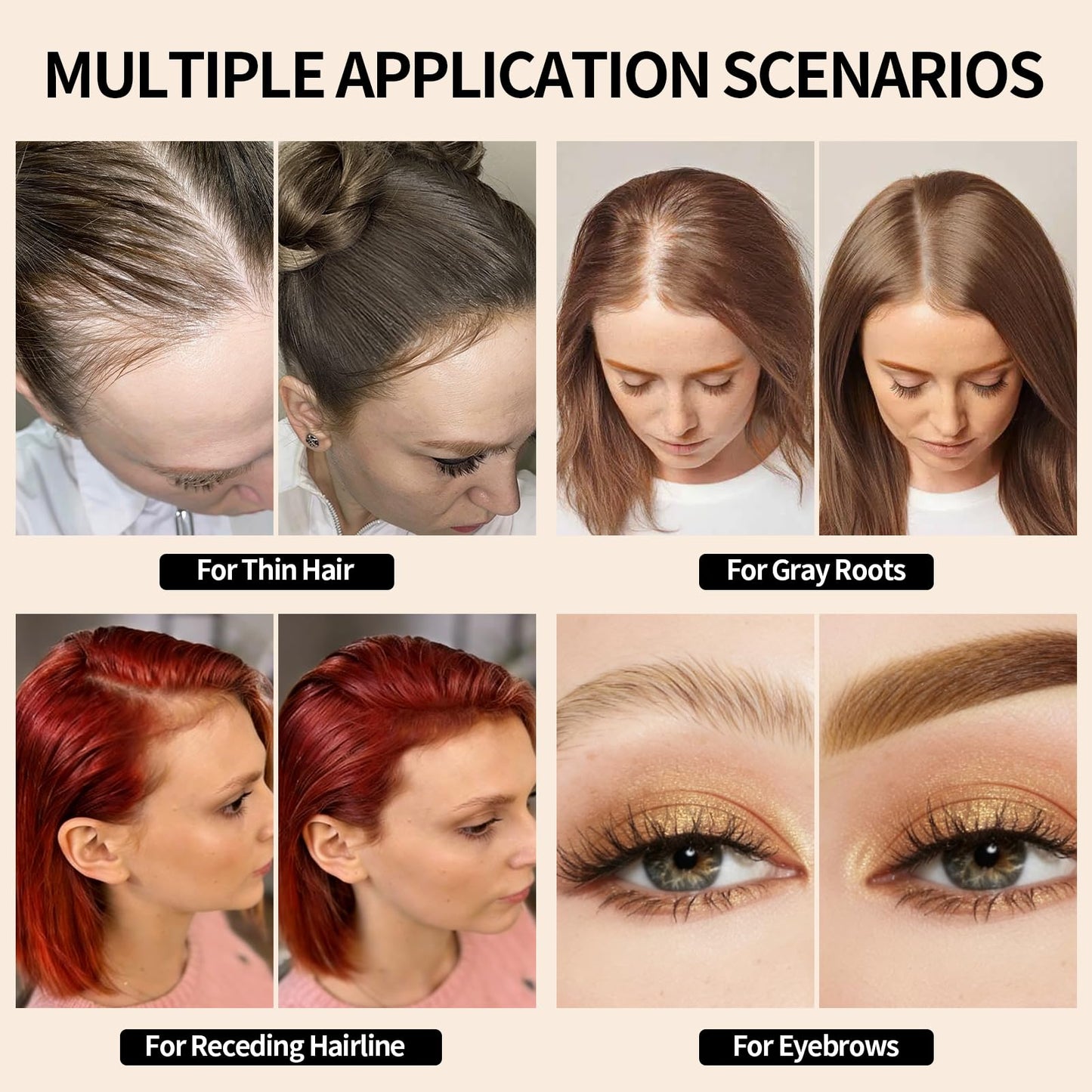 Root Cover Up Powder Hairline Powder for Women Root Touch Up Hair Color for Bald Spots, Eyebrows, Beard Line, Hair Loss Thinning Hair Shadow Cover Up 2 Pack (Dark Brown)