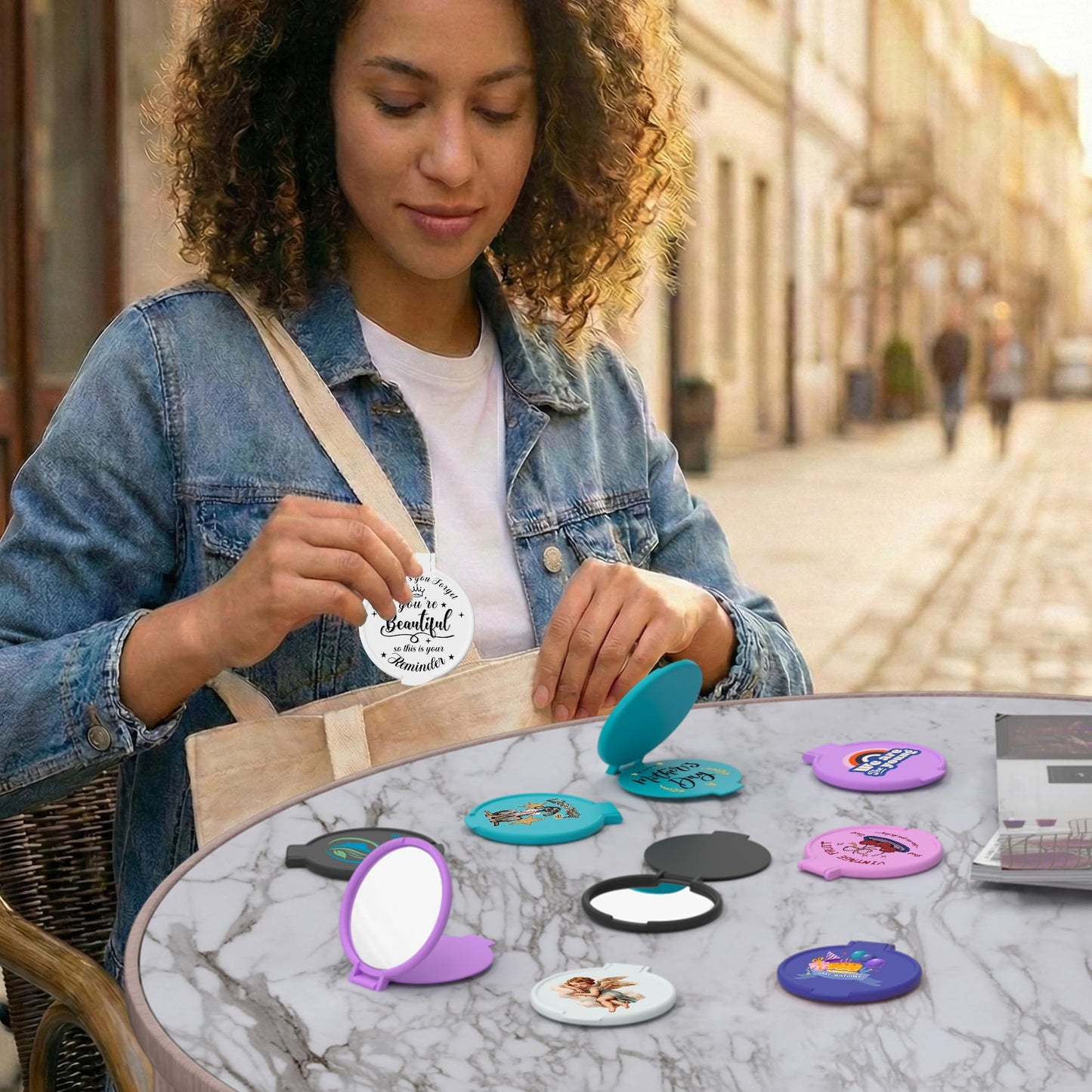 Custom Compact Mirror Bulk,Pack 10-150 Personalized Travel Mirror with Your Logo/Photo/Text,Pocket Handheld Makeup Mirrors for Purse,Personalized Gifts for Branding,Giveaways,Promotion,Party Favors
