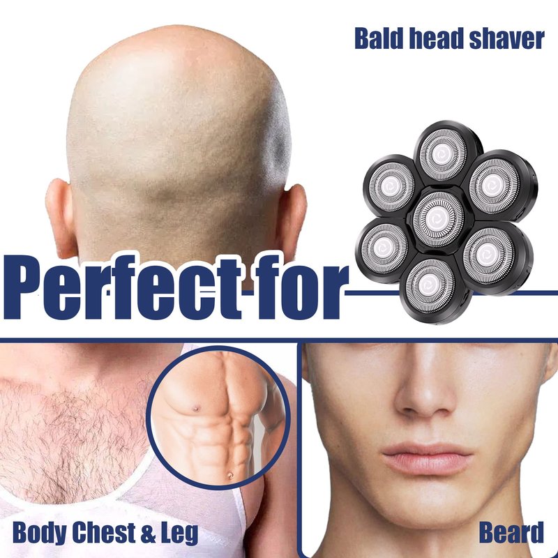 Universal Replacement Heads for Blade,Replacement Blades Compatible with Most Major Head Shaver Brands, Easy-to-Install Electric Razor Shaver Heads for Bald Men. (7 Silver)