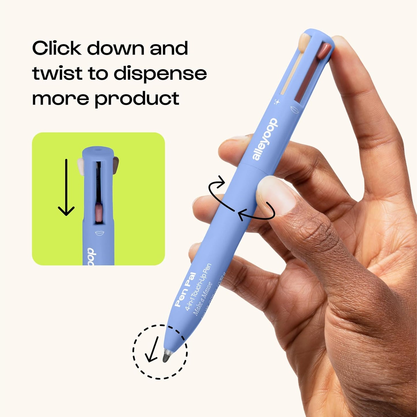 4 in 1 Makeup Pen - All-in-One Eyeliner, Lip Liner, Highlighter & Concealer | Vegan Travel-Friendly Makeup in Rouge Light