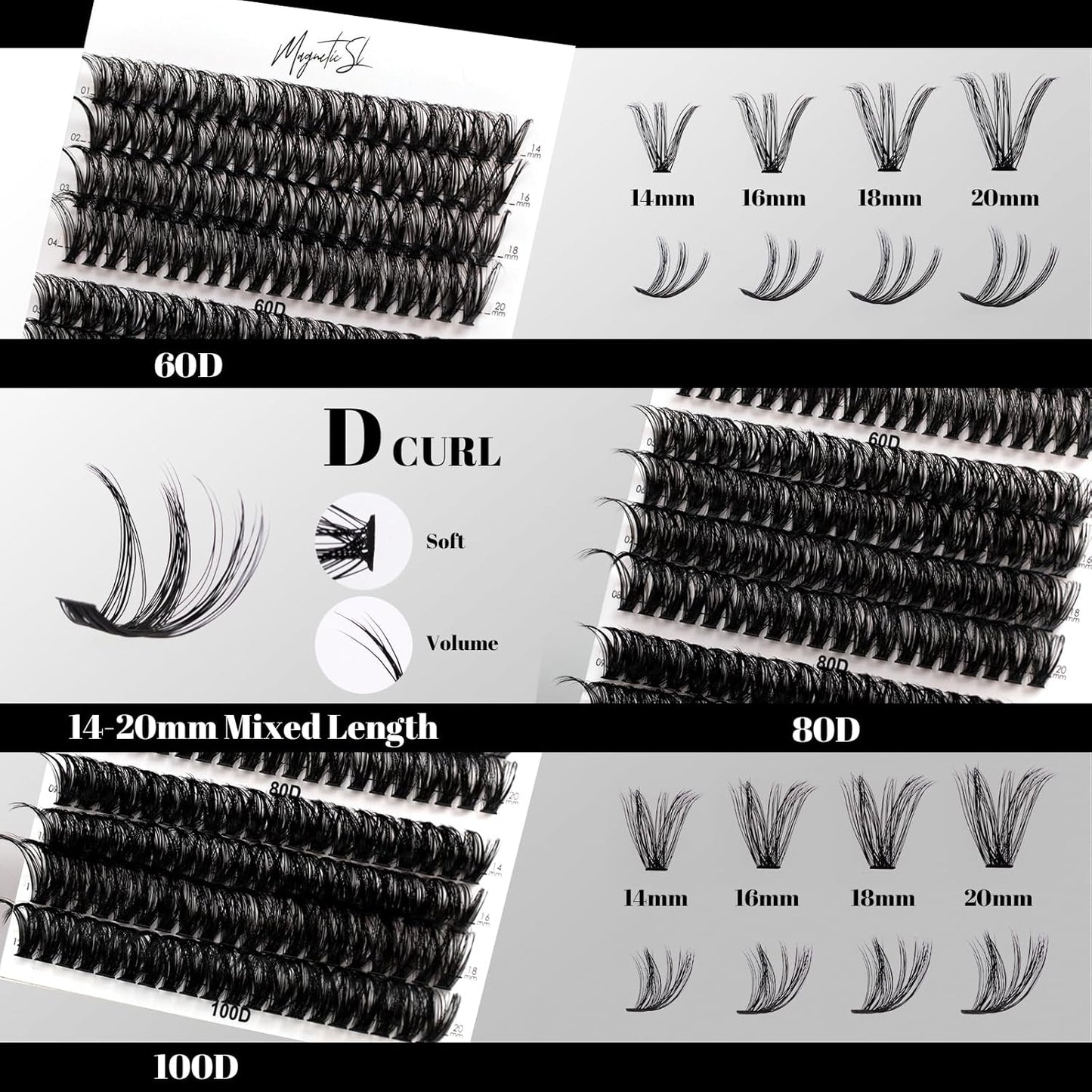 Lash Clusters - 480 Multi-Style False Eyelash Extensions | 10-20mm Thick 60D-100D for DIY Beginners