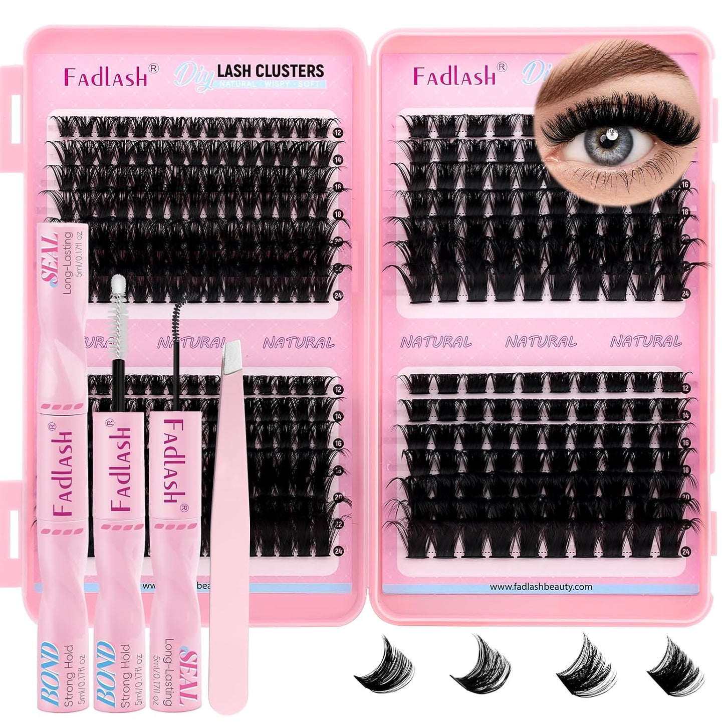Cluster Lashes - D Curl Wispy Individual Eyelash Extensions for Natural Look | Reusable Fluffy DIY Kit (12-18mm Mix)
