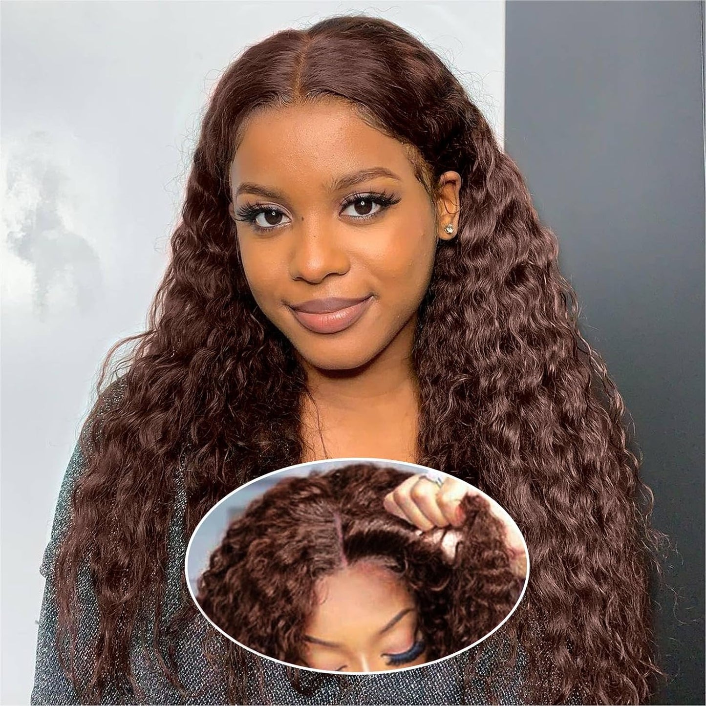 Curly Bob Wig - 200% Density Deep Wave Human Hair | 5x5 HD Lace Closure, 18 Inch, Black for Women