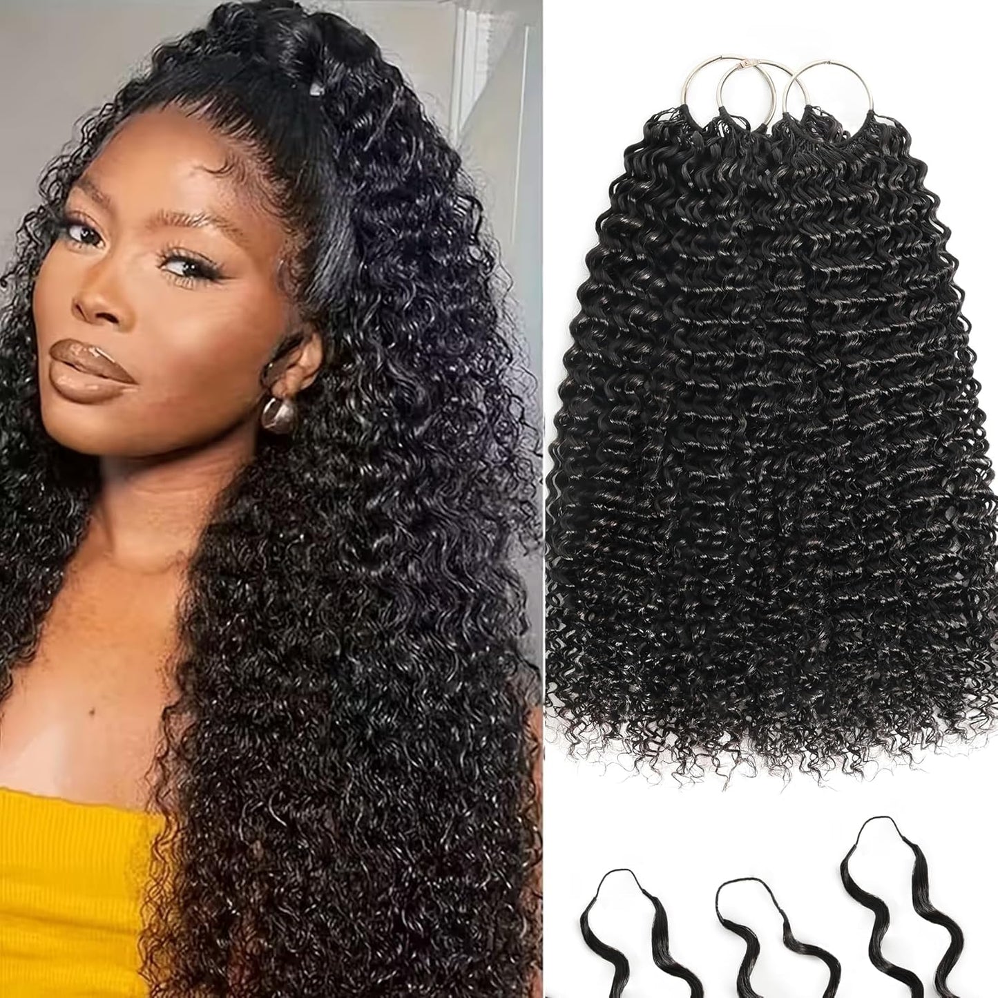 Feather Crochet Hair Extensions - 12 Inch 120g Invisible Miracle Knots for Black Women | Jerry Curly Pre-Separated Natural Black