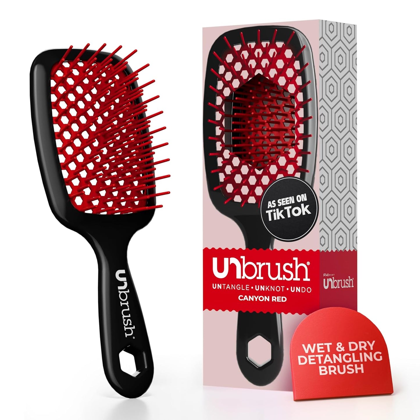 FHI Heat Detangling Brush - Pain-Free Brushing for Wet & Dry Hair | Durable DuoFlex Bristles, Lightweight, Cherry Blossom