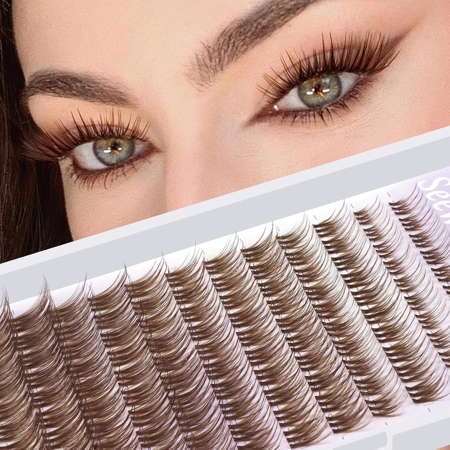 Brown Lash Clusters | 10-18mm D Curl Dark Brown Individual Eyelash Extensions - 120pcs DIY Wispy Design