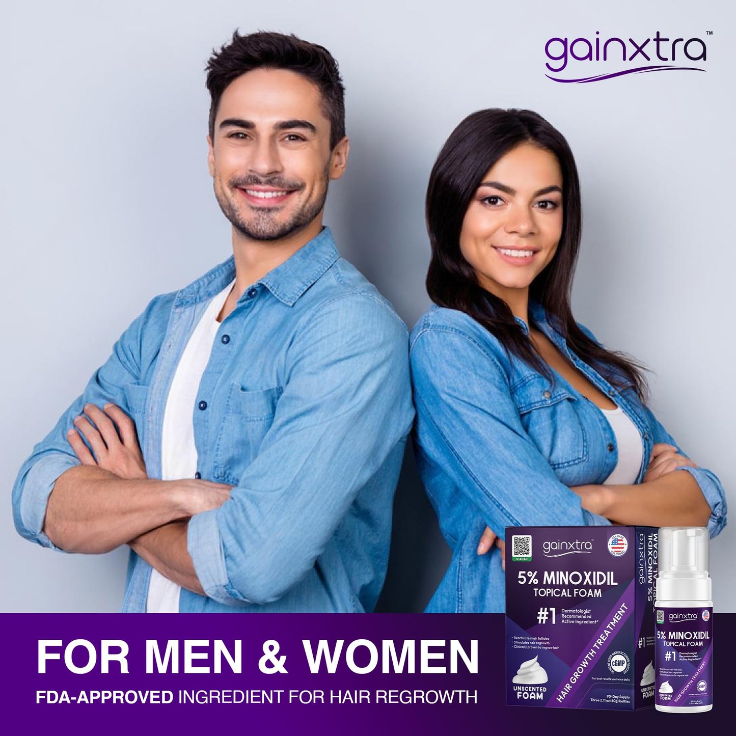 5% Minoxidil Topical Foam for Men & Women - Hair Regrowth Treatment with Minoxidil Foam Mens for Thicker, Fuller Hair - Minoxidil for Men & Women Hair Loss Treatment (Pack of 3)