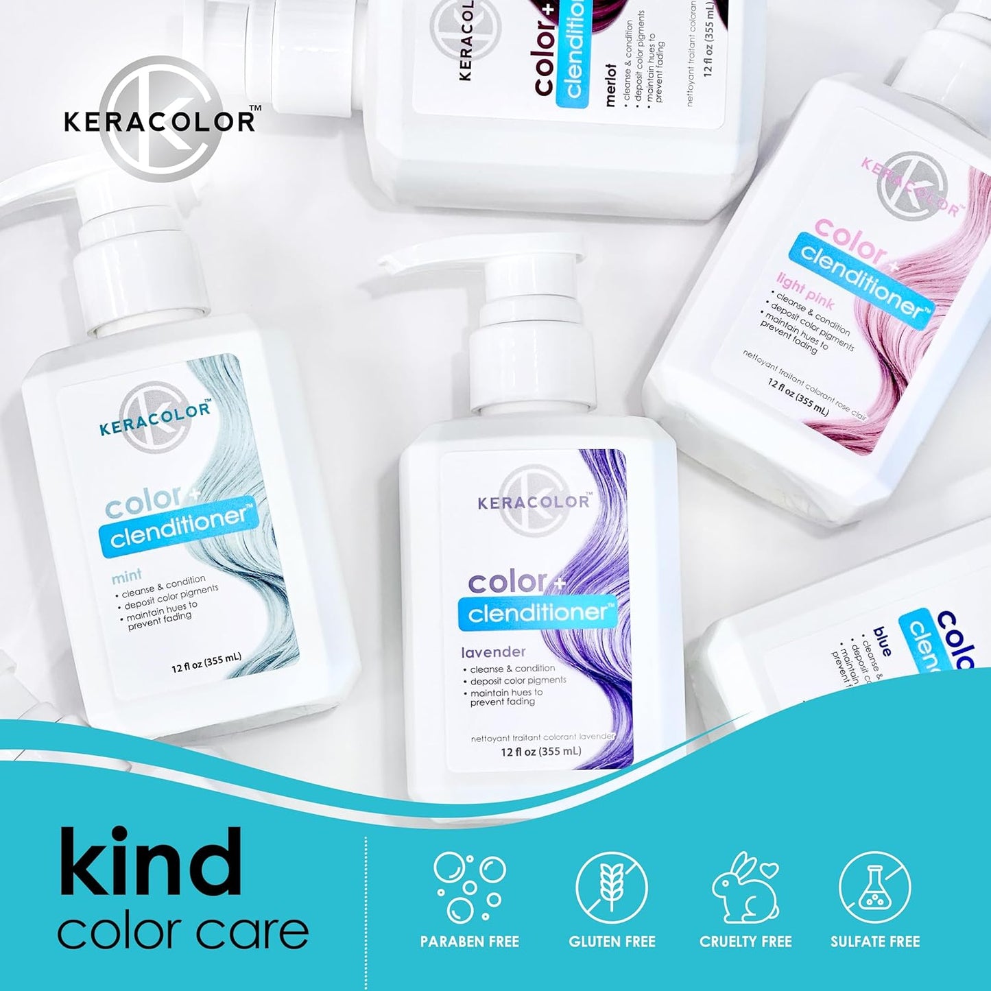 Keracolor Color + Clenditioner - 3-in-1 Color-Depositing Conditioner for Brunettes | 12 Fl Oz